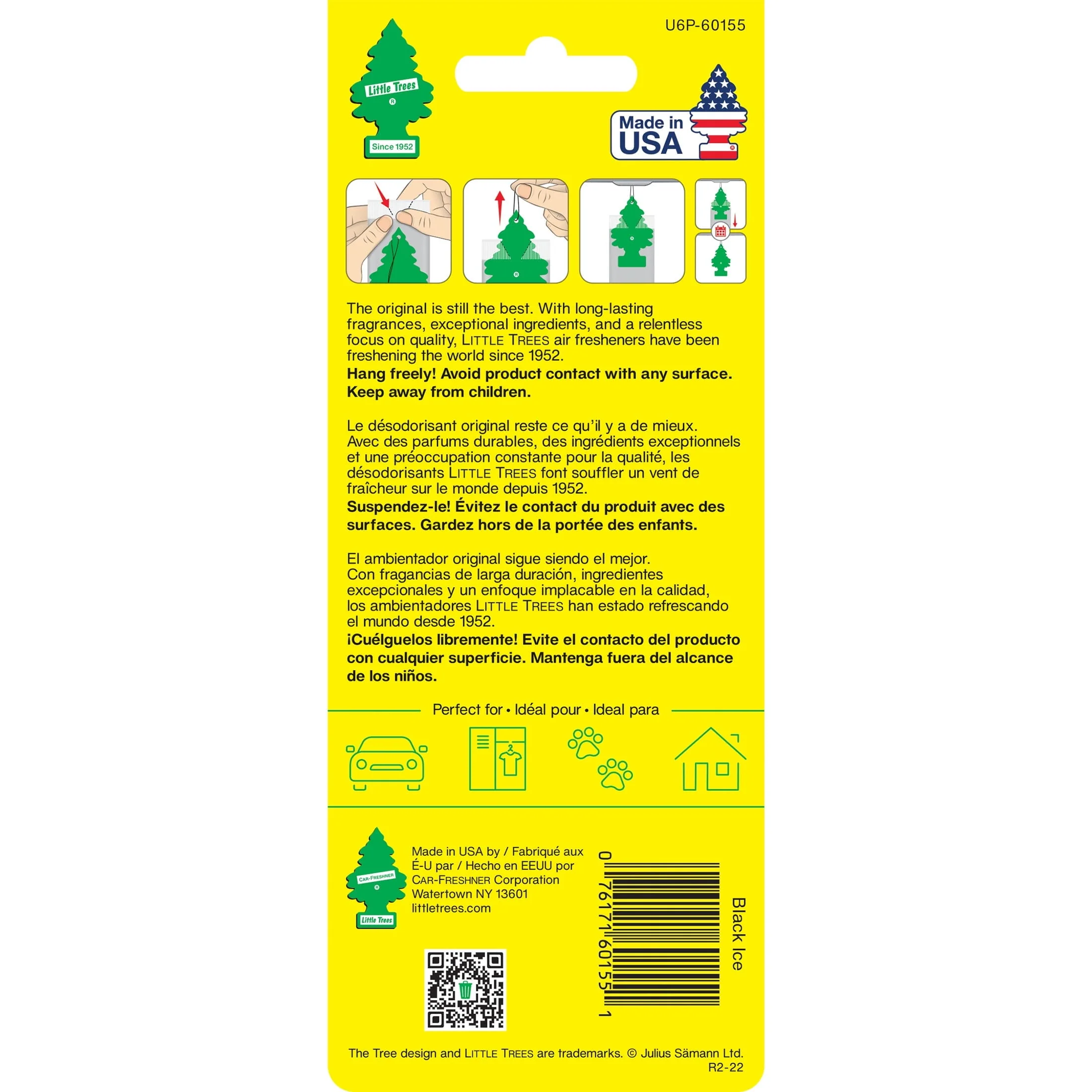 Little Trees Air Freshener Black Ice Fragrance 6-Pack