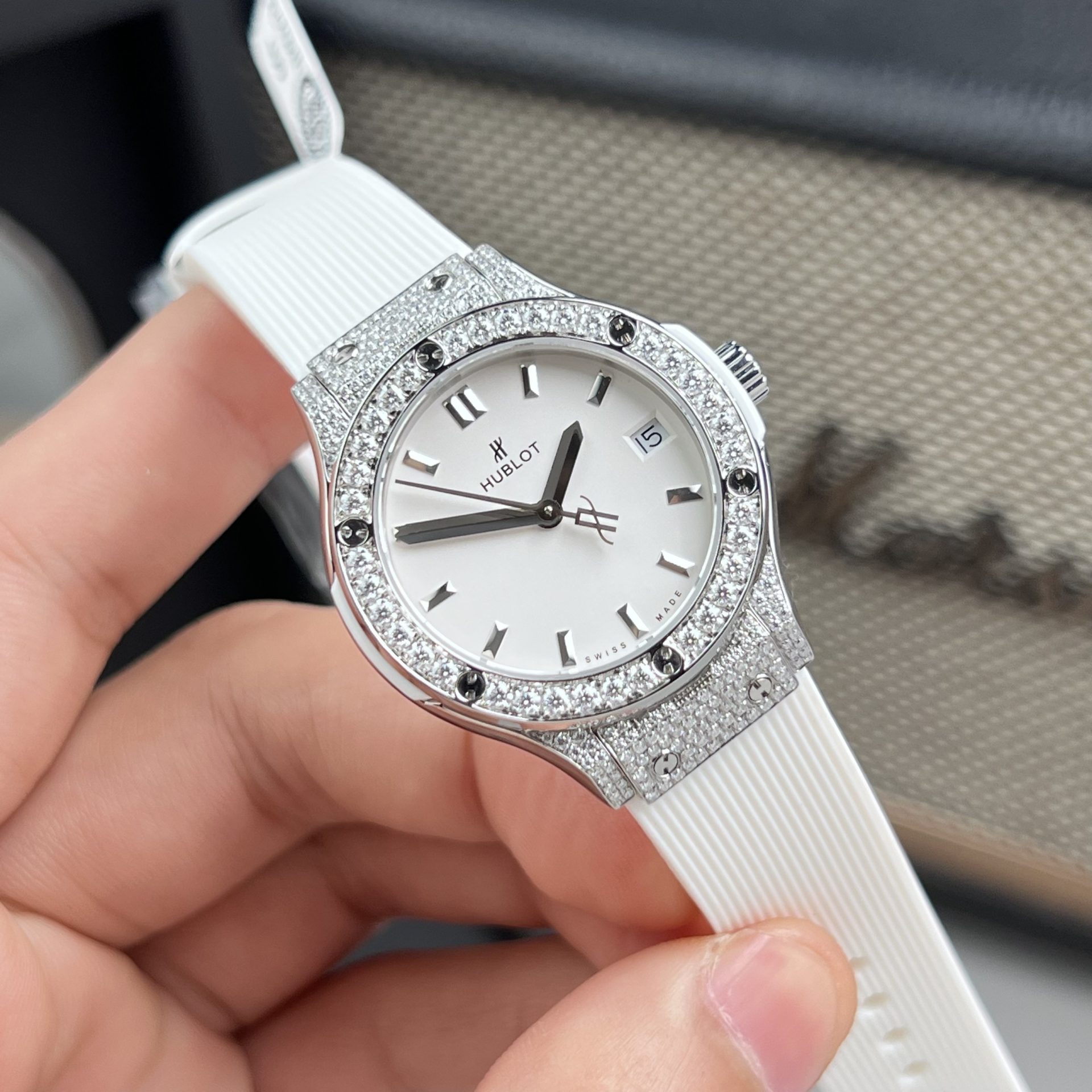 Hublot Replica Watch Classic Fusion White Dial Custom Moissanite Diamonds 33mm - Top club