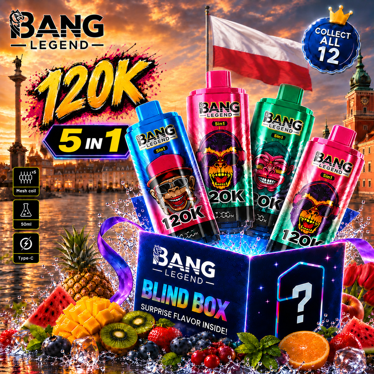 BANG LEGEND 120 000 puffów 5w1 – BLIND BOX: losowy smak z 12 do wyboru