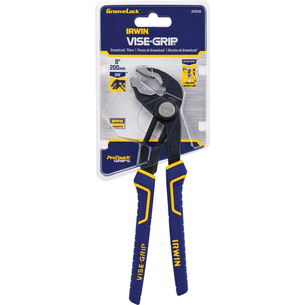 Irwin Vise-Grip 8 In. V-Jaw GrooveLock Groove Joint Pliers