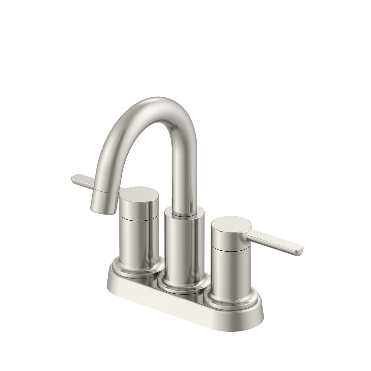 Home Impressions Brushed Nickel 2-Straight Handle Lever 4 In. Centerset Bathroom Faucet with Pop-Up
