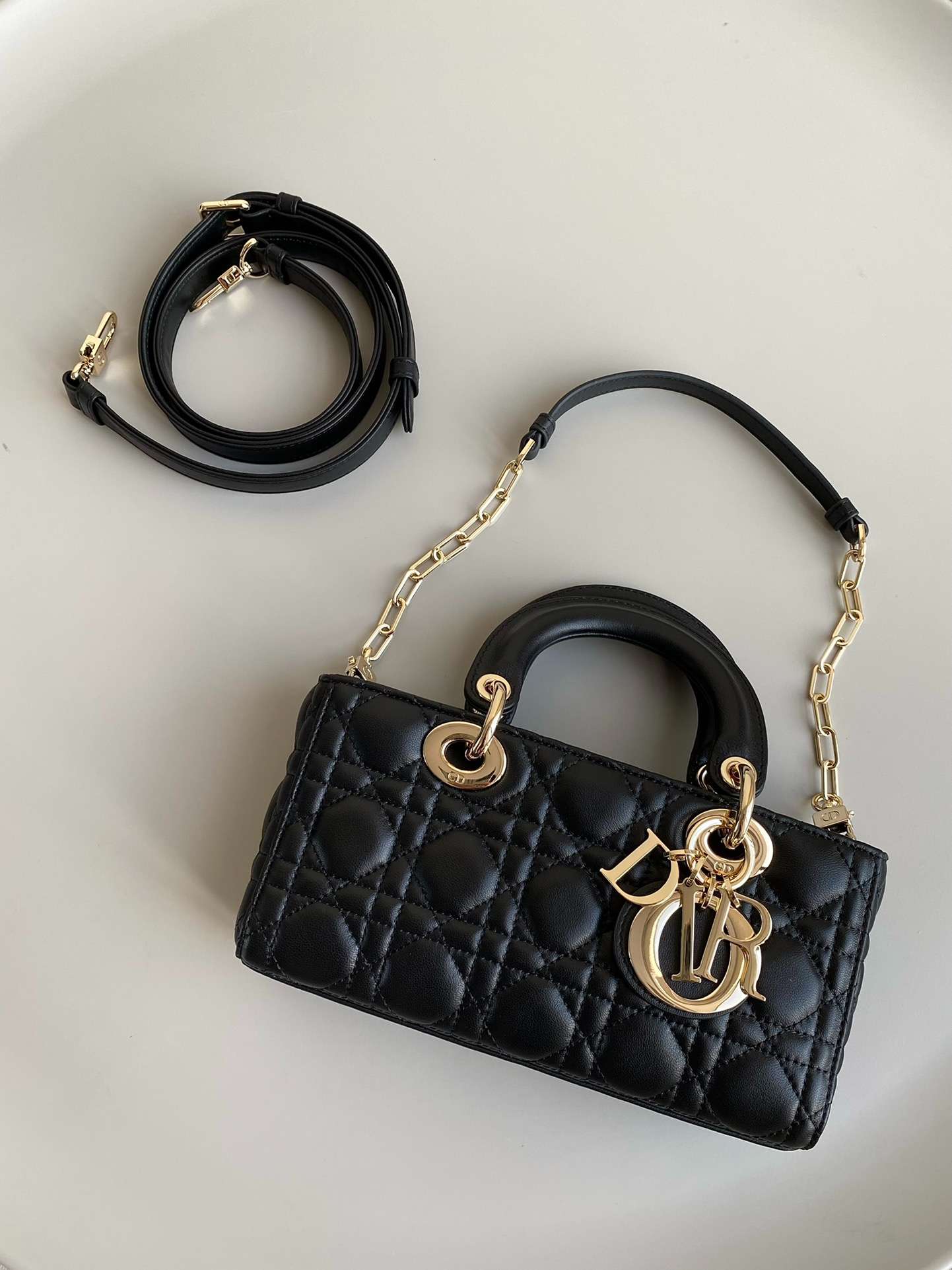 Christian Dior Small Lady D-Joy Bag Black For Women 9in/22cm