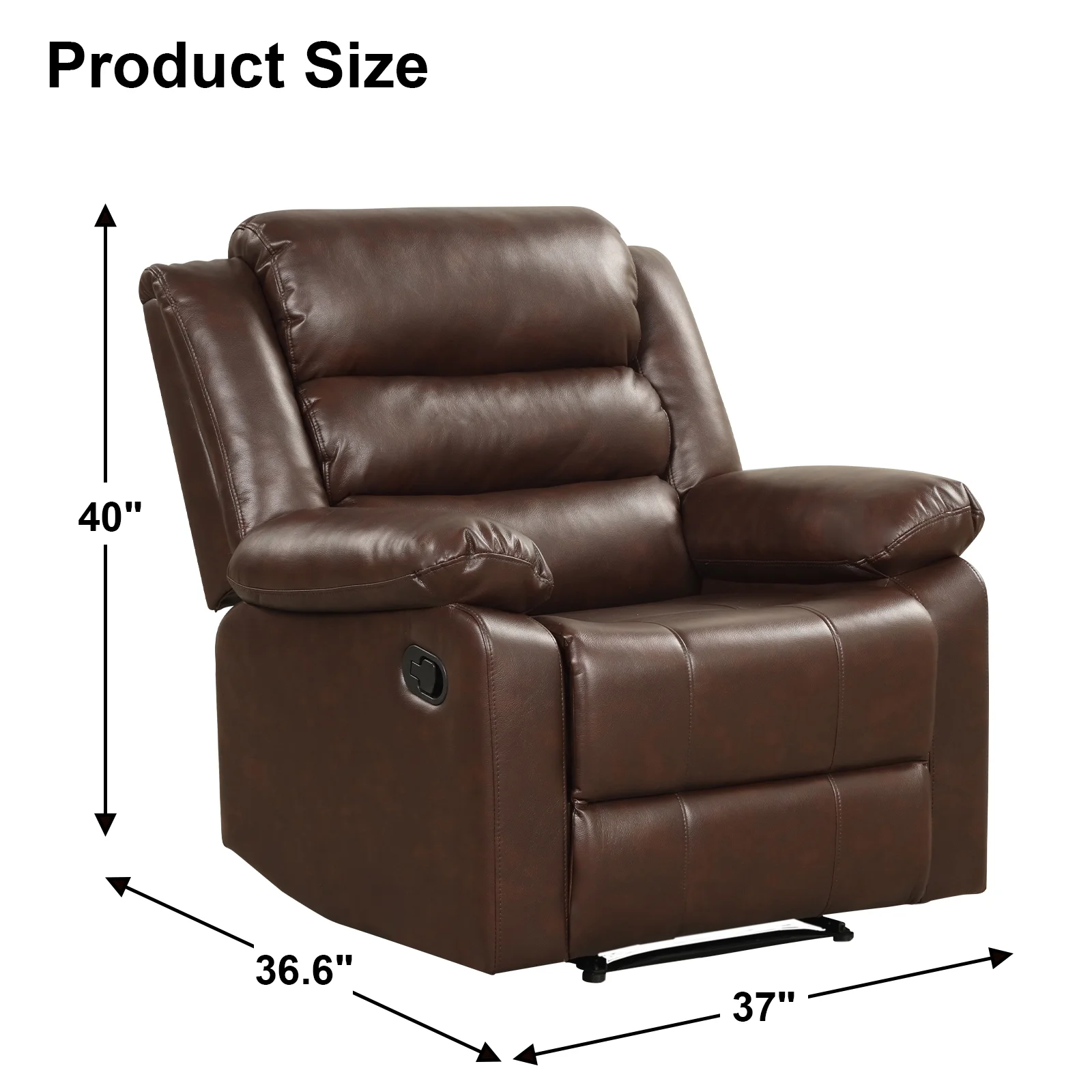 Bonzy Home Recliner Chairs for Living Room Overstuffed Breathable Fabric Reclining Chair Manual Sofa Brown - Image 29