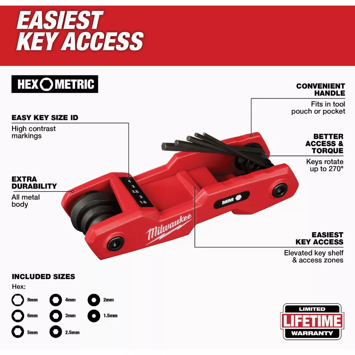 Milwaukee Metric Folding Hex Key Set, 8-Piece