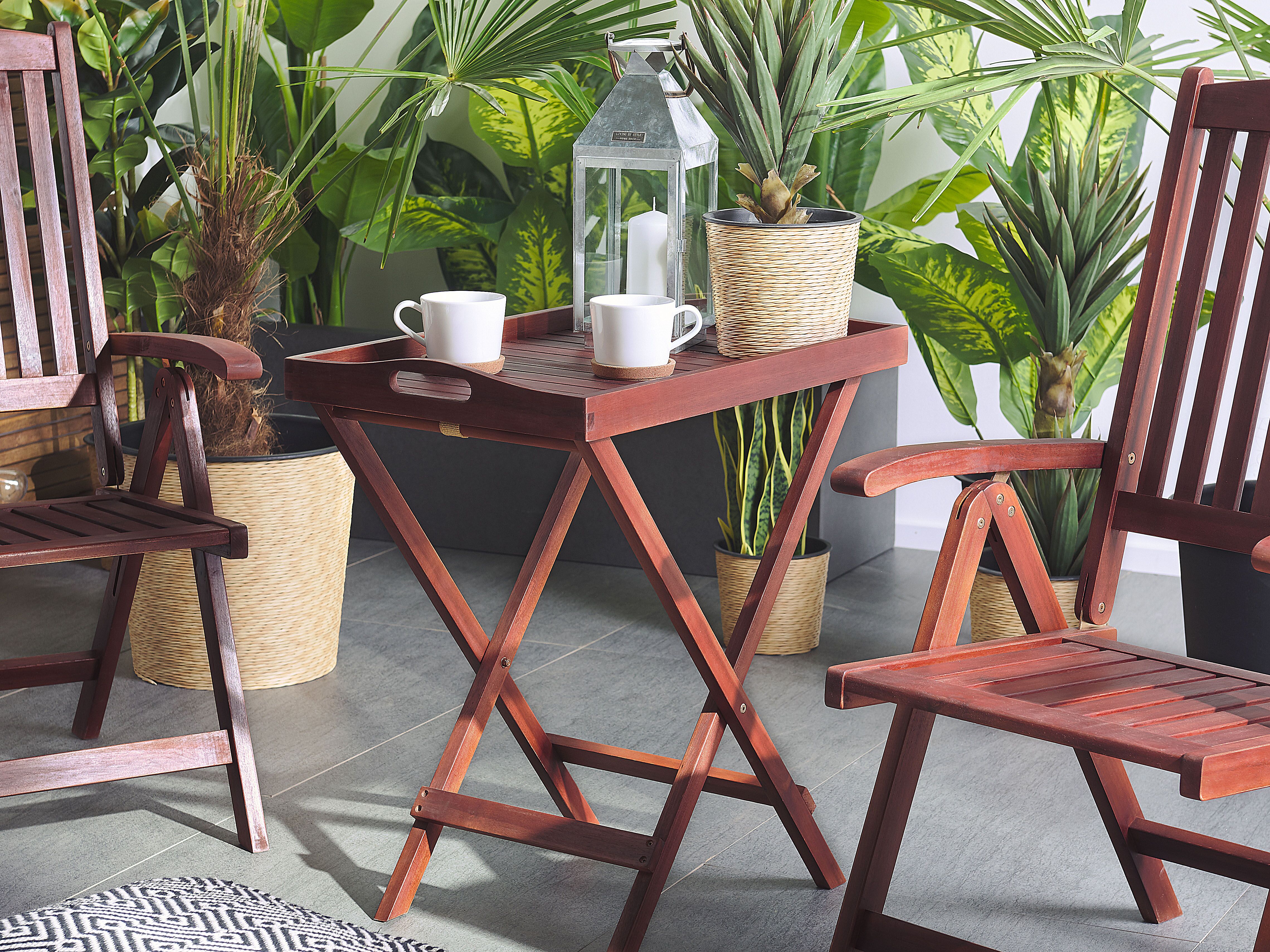 Garden Side Table TOSCANA Acacia Wood Dark Brown