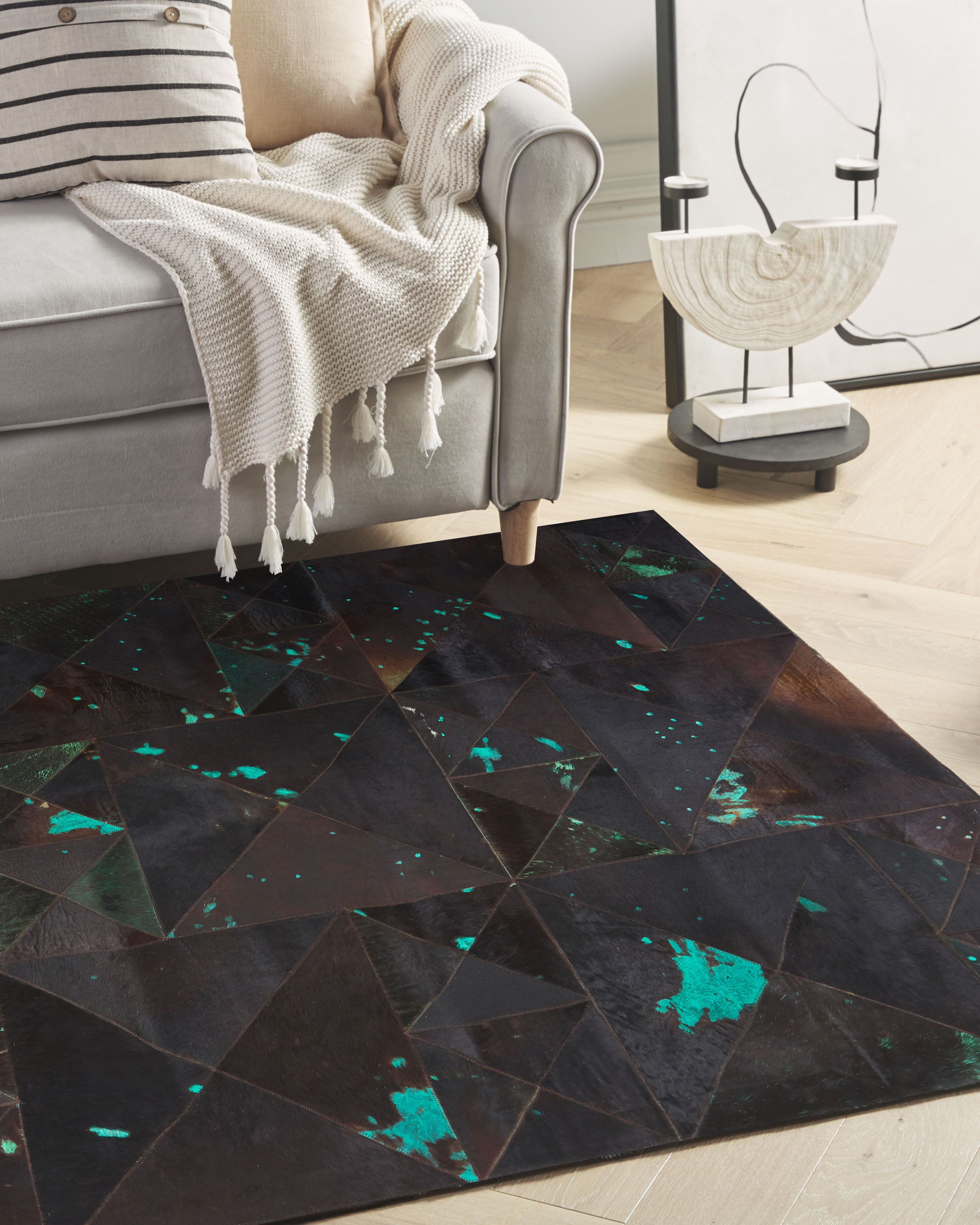 Rug ATALAN Brown 160 x 230 cm Leather