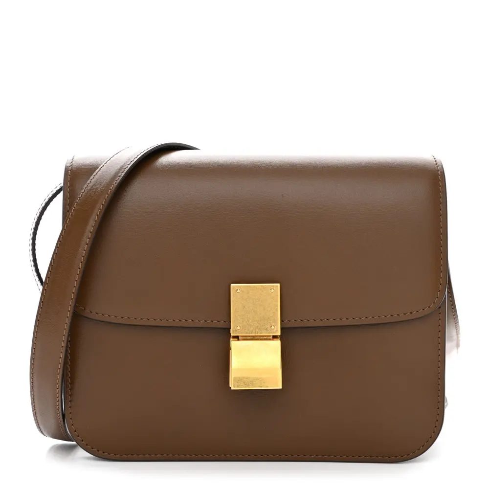Celine Camel Box Replica Handbag with Gold Hardware
