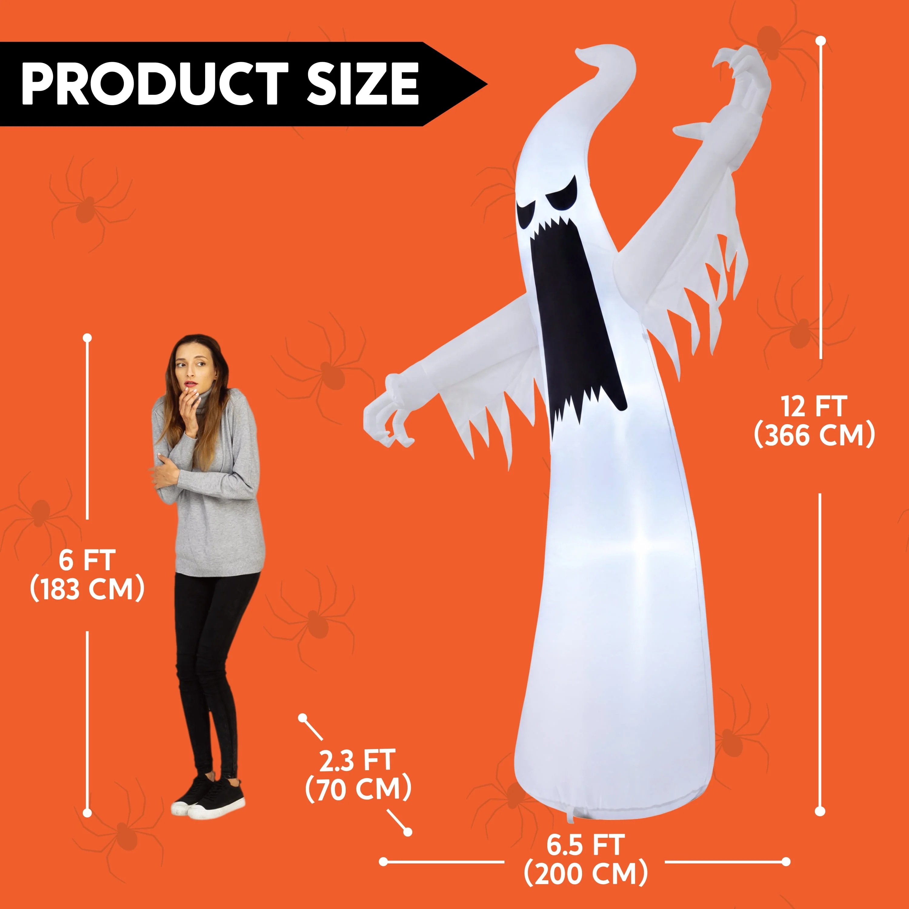 Joyfy 12ft Halloween Ghost Inflatable, Giant Ghosts inflatables with Build-in LEDs Outdoor Decorations, Blow Ups Halloween Yard Inflatables - Image 8 Joyfy 12ft Halloween Ghost Inflatable, Giant Ghosts inflatables with Build-in LEDs Outdoor Decorations, Blow Ups Halloween Yard Inflatables - Image 8