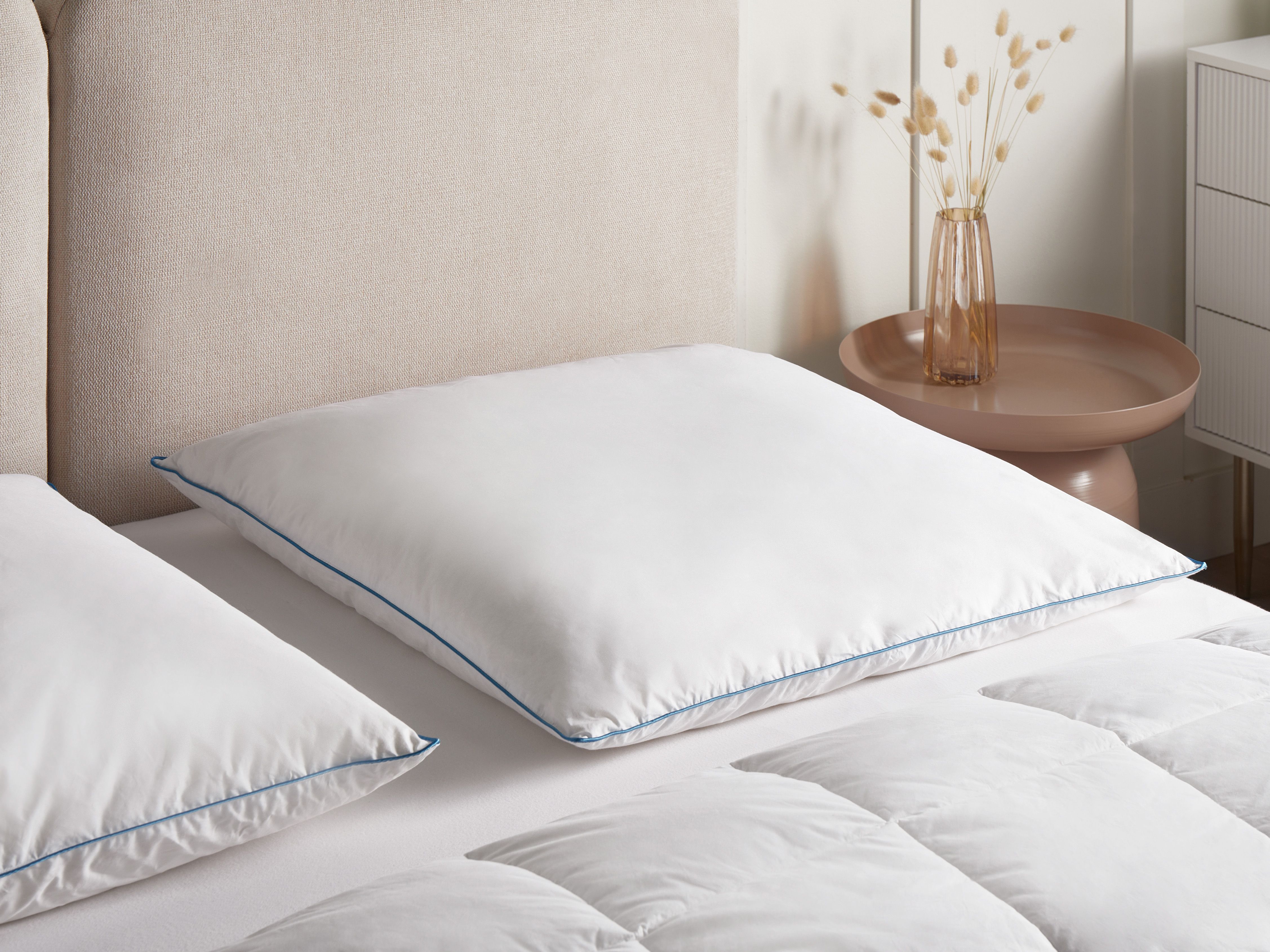 Bed Pillow ANETO Low Duck Feathers and Down 80 x 80 cm White