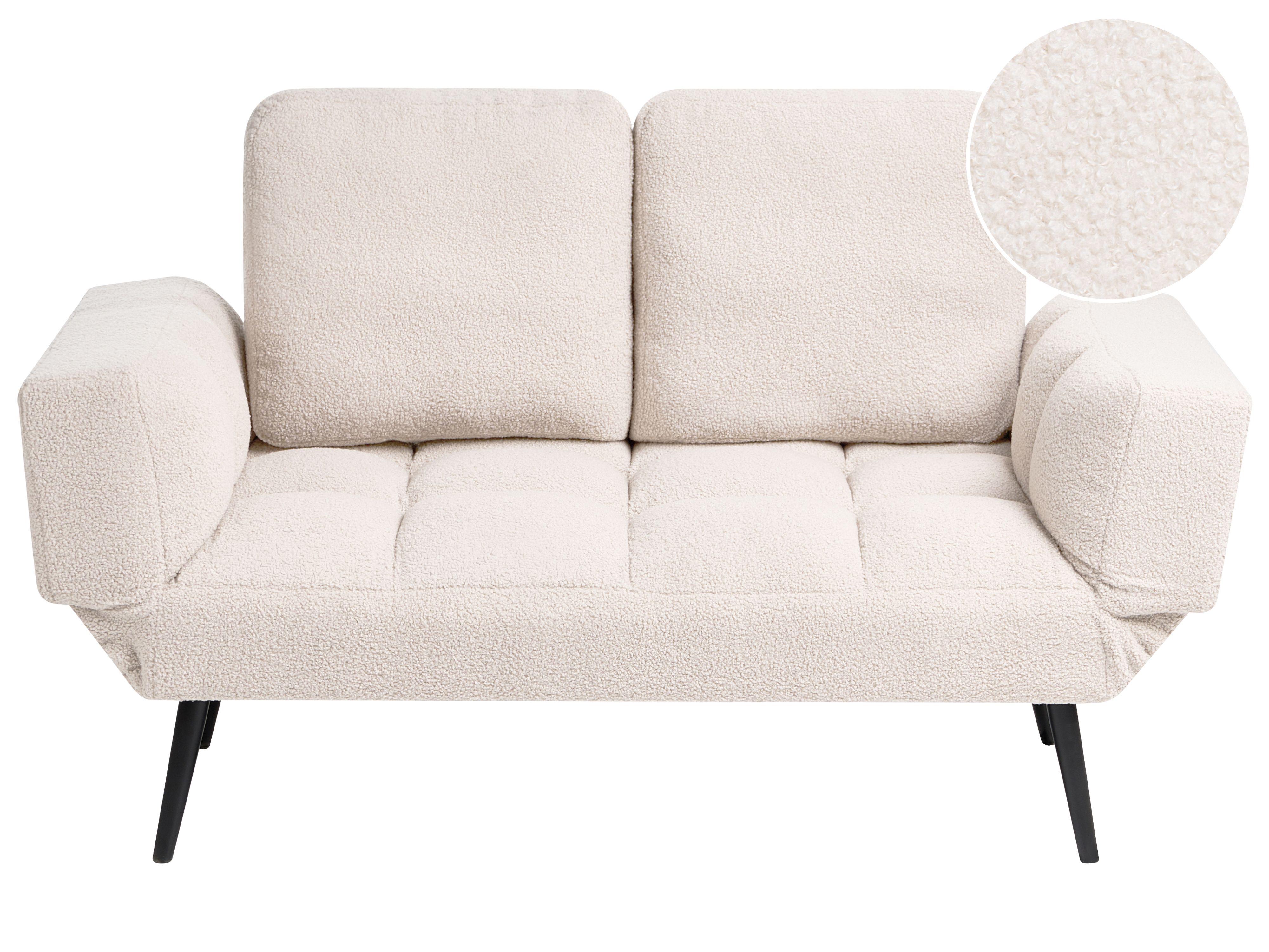 Sofa Bed 2 Seater BREKKE Boucle Off-White