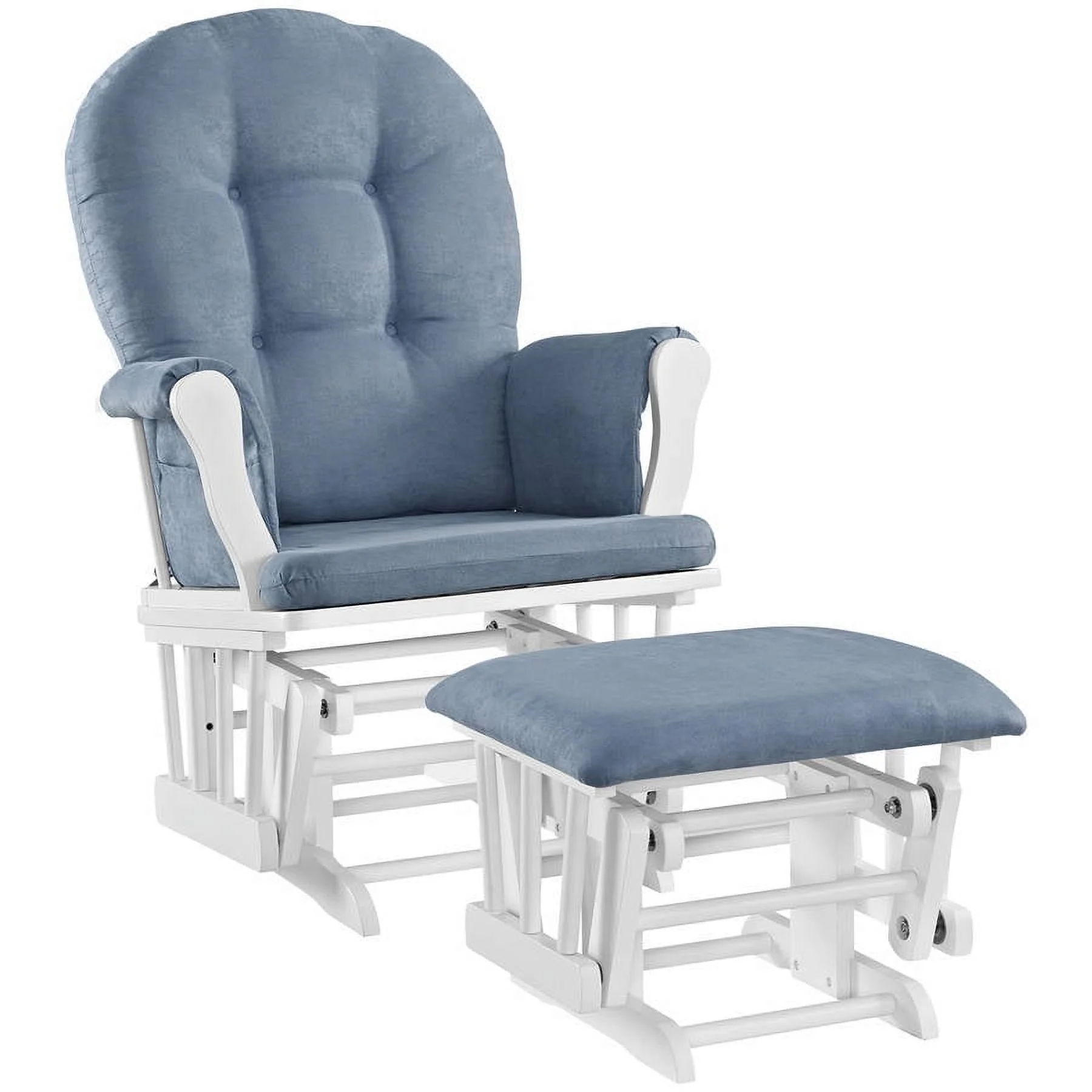 Angel Line Windsor Glider and Ottoman, Natural Finish with Gray Cushions - Image 9
