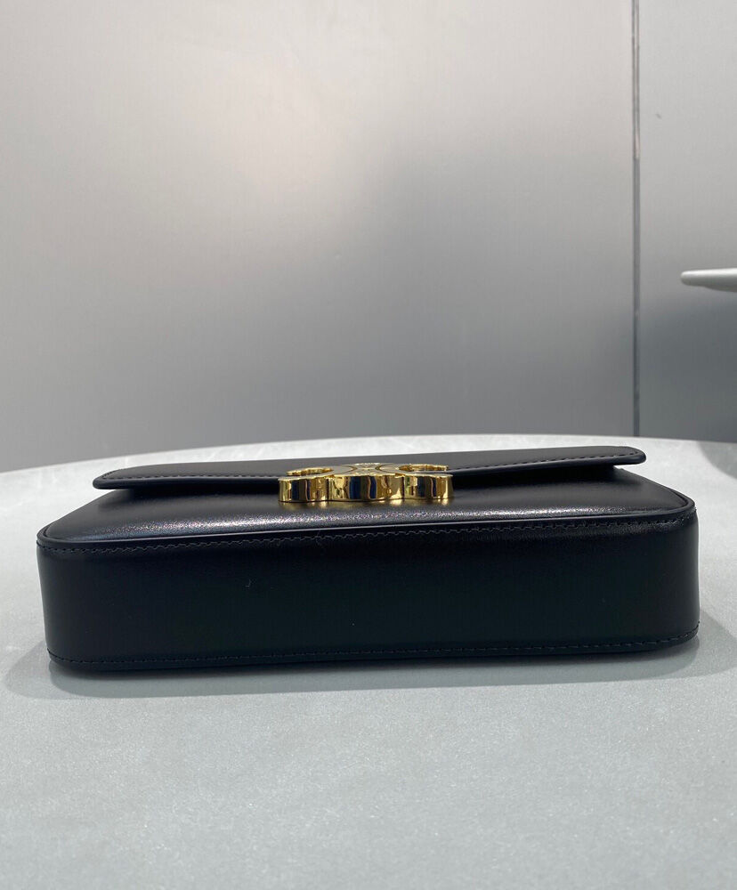 Celine Chain Shoulder Bag Triomphe In Shiny Calfskin Black1:1High-quality replica