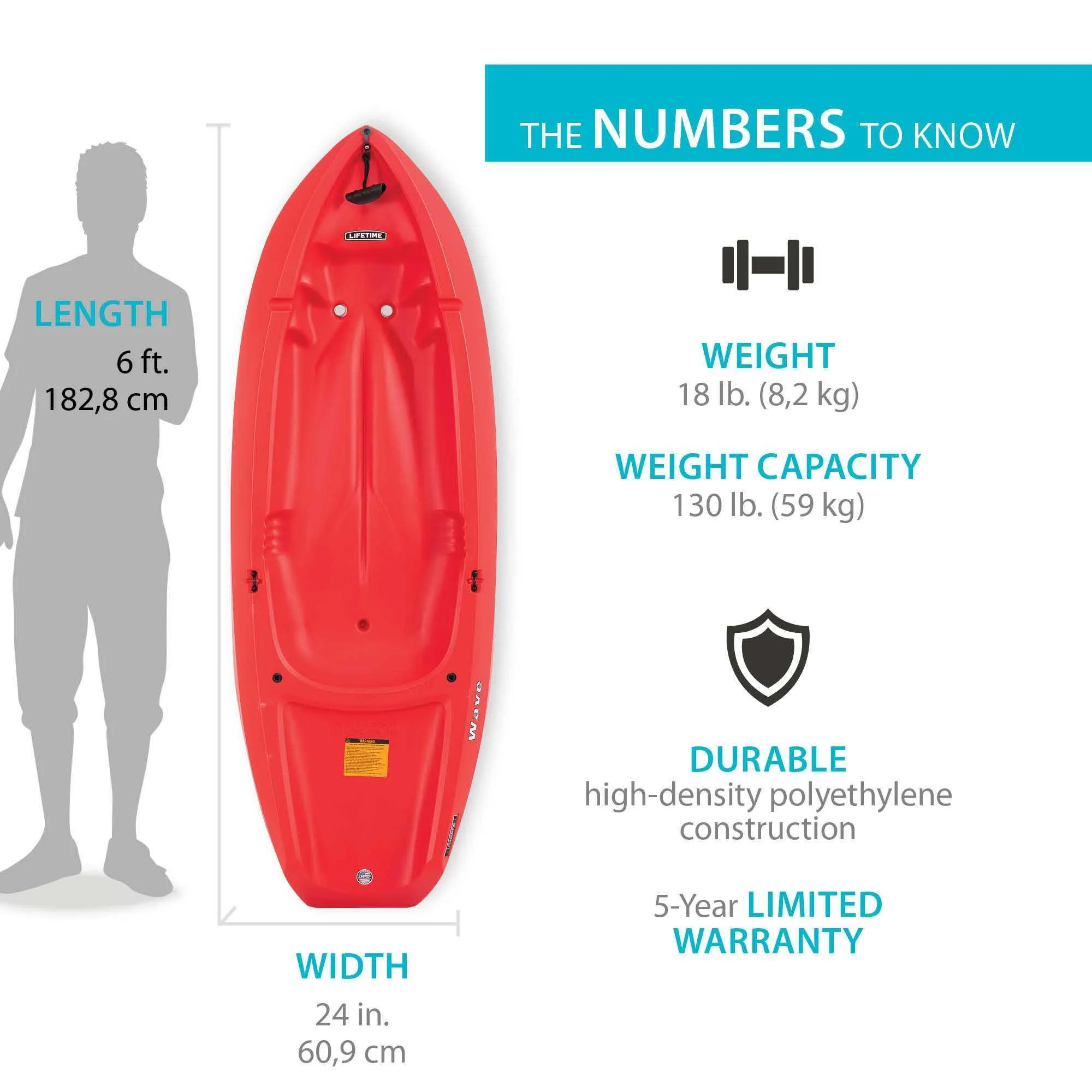 Lifetime Wave 6 ft Youth Kayak, Fire Red (91401) - Image 2