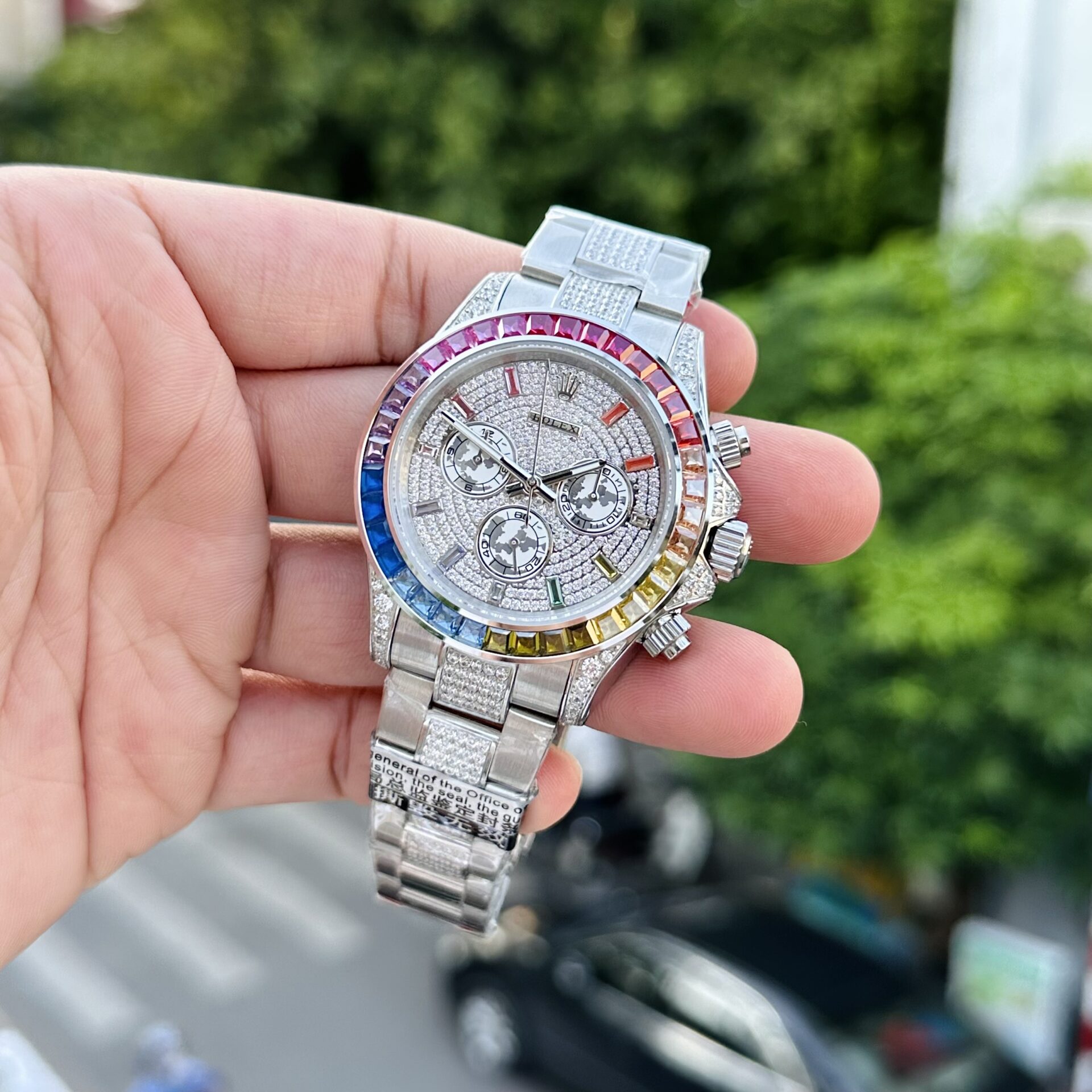 Rolex Daytona Rainbow Best Replica Watch With Full Stone Dial 40mm - Elite Watch Atelier