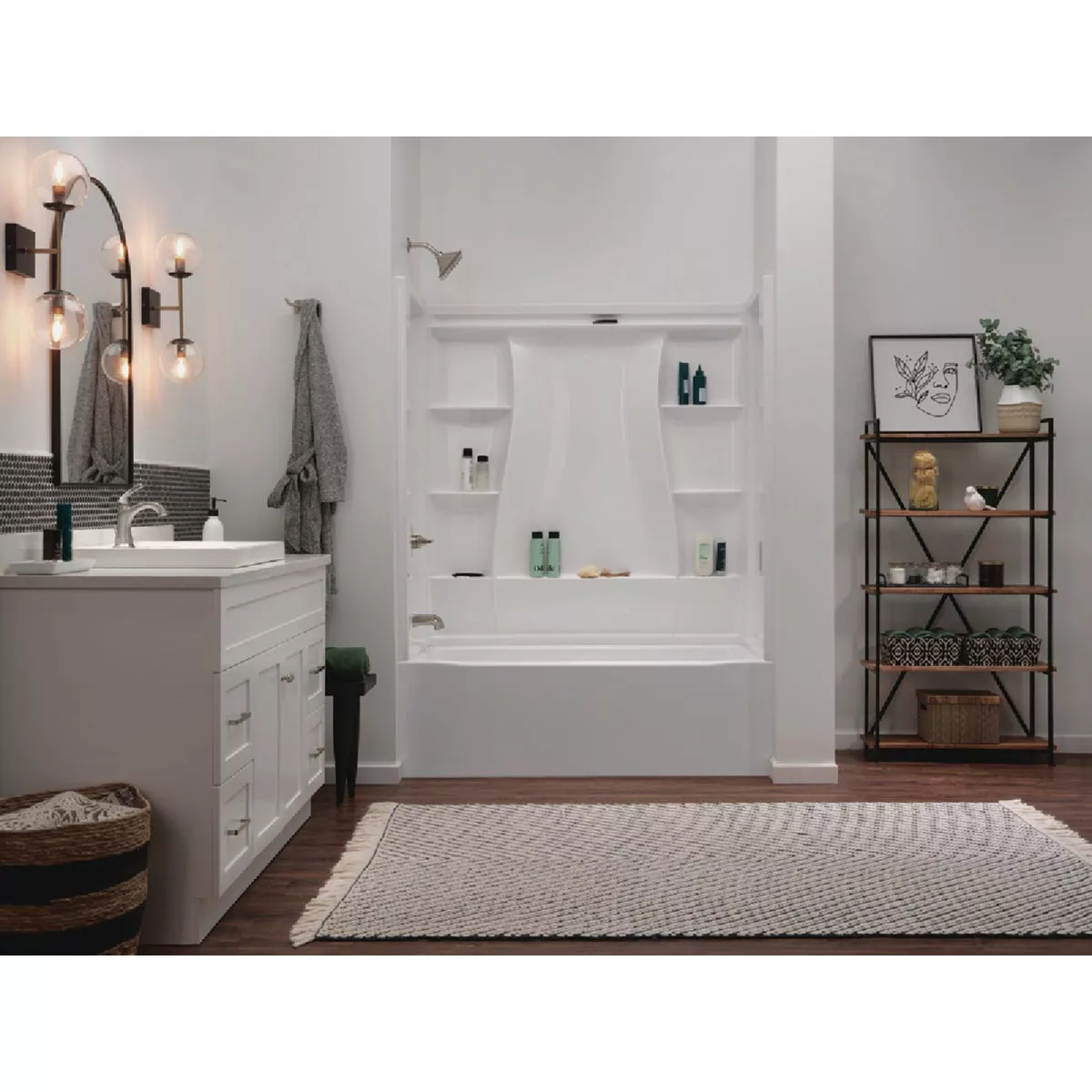 Delta Classic 500 60 In. L x 30 In. W Left Drain Rectangular Alcove Bathtub, White
