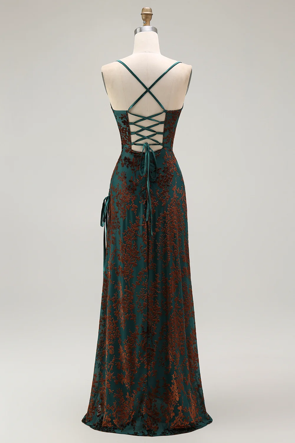 Dark Green Sheath Velvet Spaghetti Straps Long Bridesmaid Dress