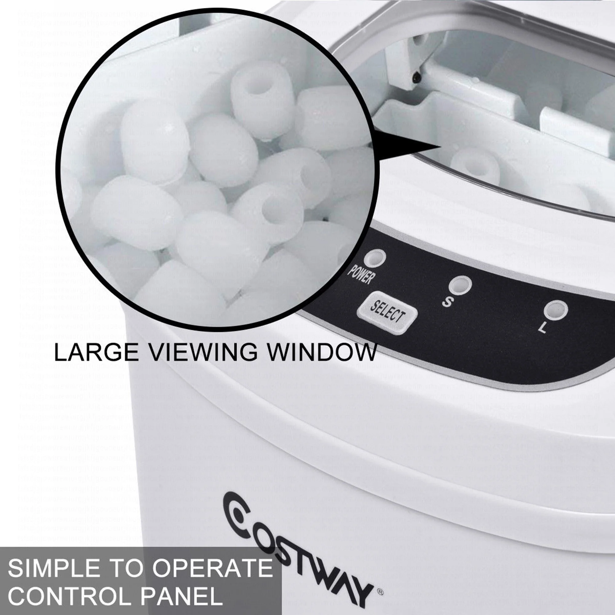 Costway Silver Portable Compact Electric Ice Maker Machine Mini Cube 26lb/Day - Image 49