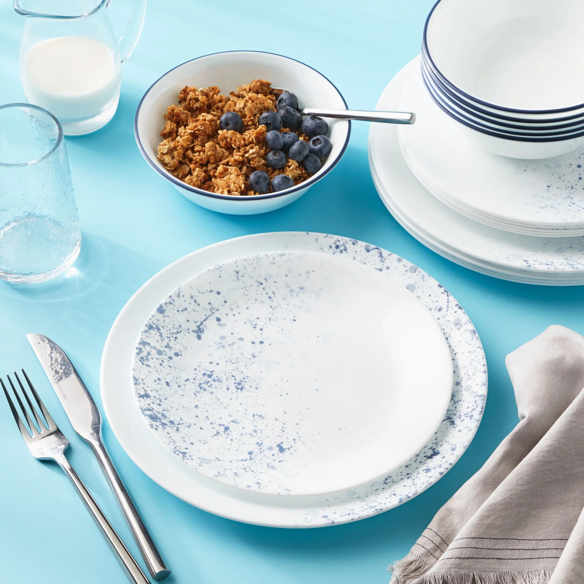 Corelle Indigo Speckle 18-Piece Glass Dinnerware Set (Service for 6)