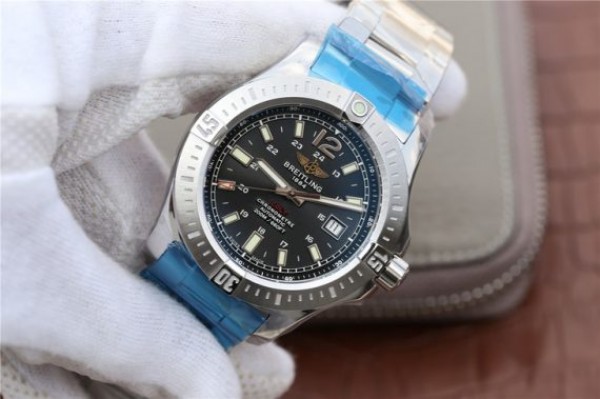 Replica Breitling Colt Automatic 44mm SS GF Black Textured Dial SS Bracelet A2824 - Elite Watch Atelier
