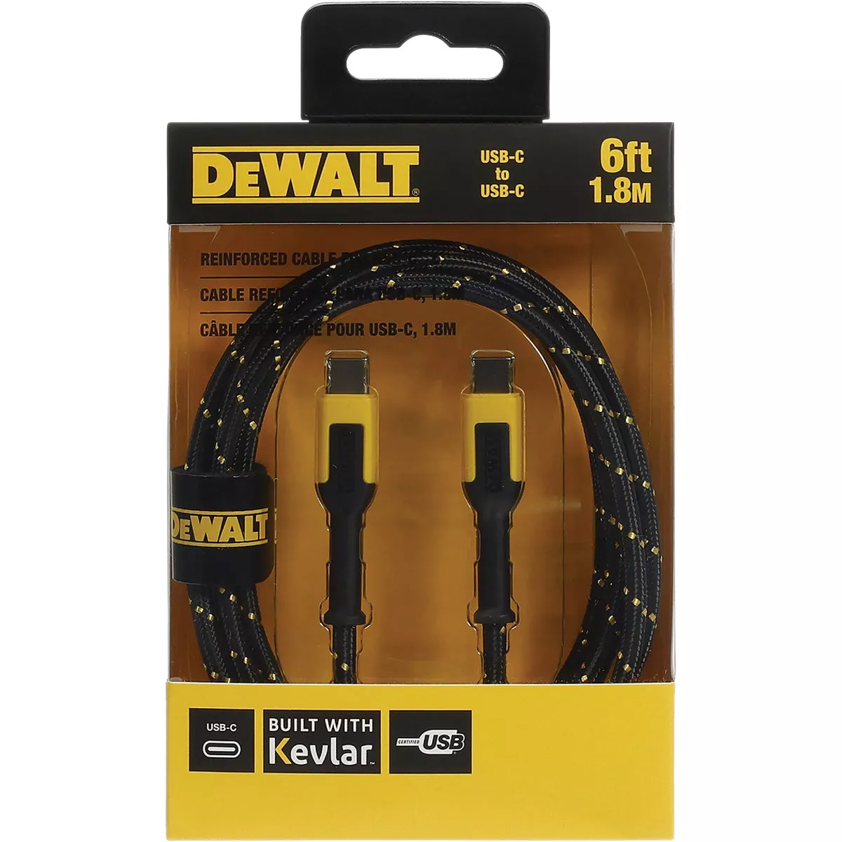 DEWALT 6 Ft. Type-C to Type-C Reinforced Cable