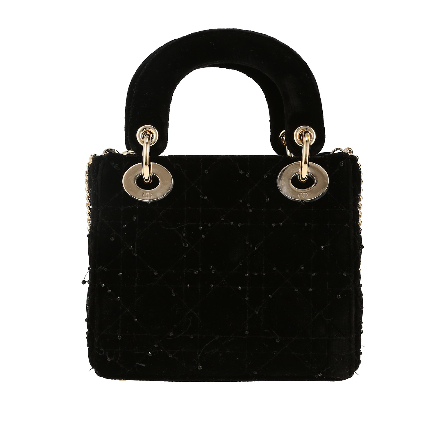 Dior Lady Dior handbag in black velvet1:1High-quality replica