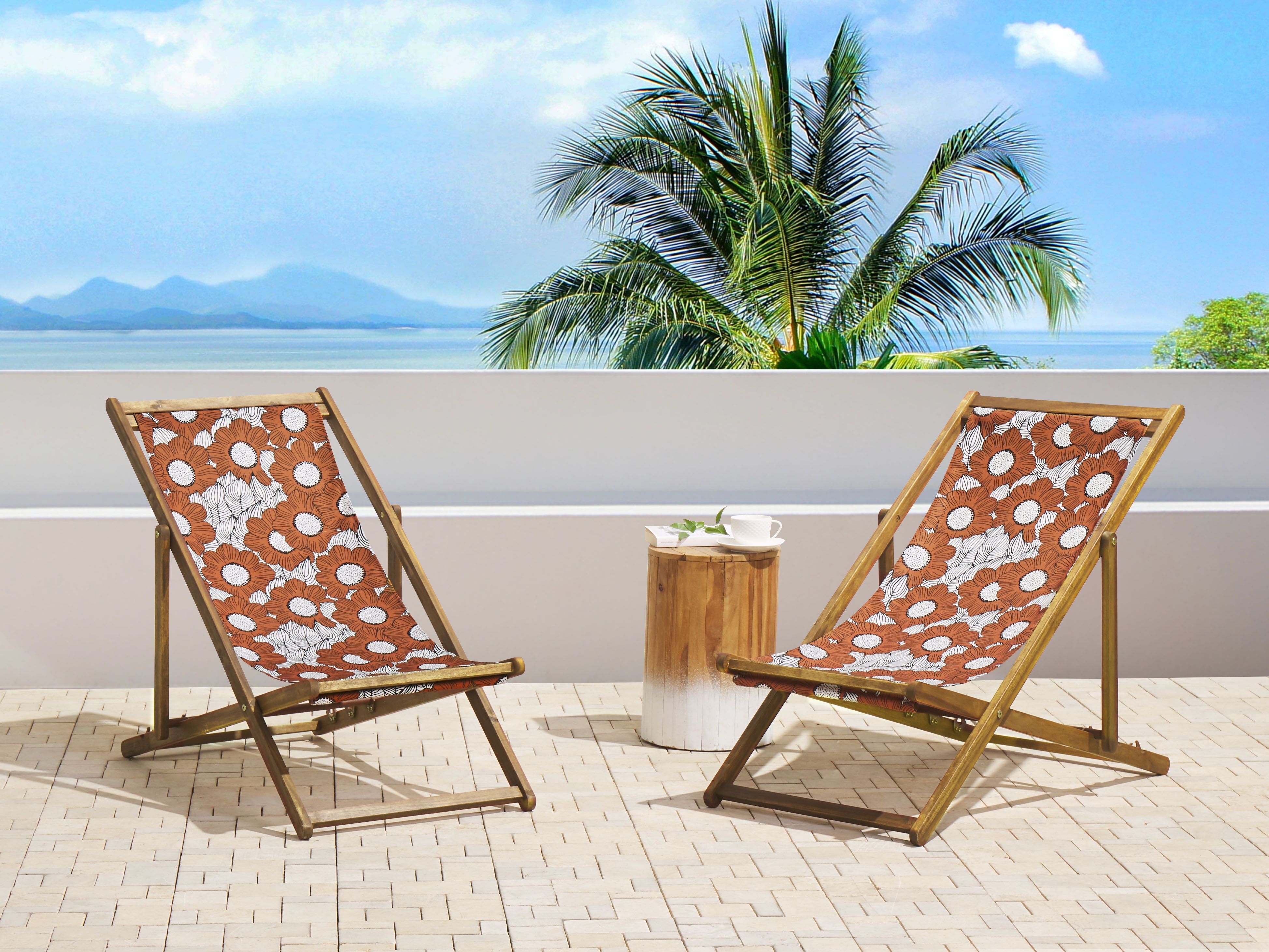Set of 2 Sun Lounger Replacement Fabrics ANZIO/AVELLINO 113 x 44 cm Red
