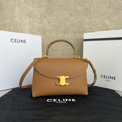 CELINE Nino Medium Soft Cow Leather Handbag – Celine Inspired Shoulder Bag Brown