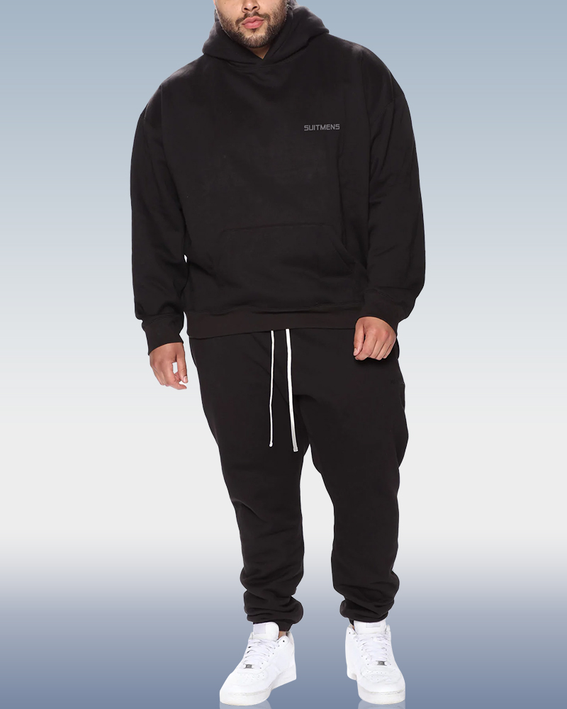 SUITMENS Men's Black Hoodie Set