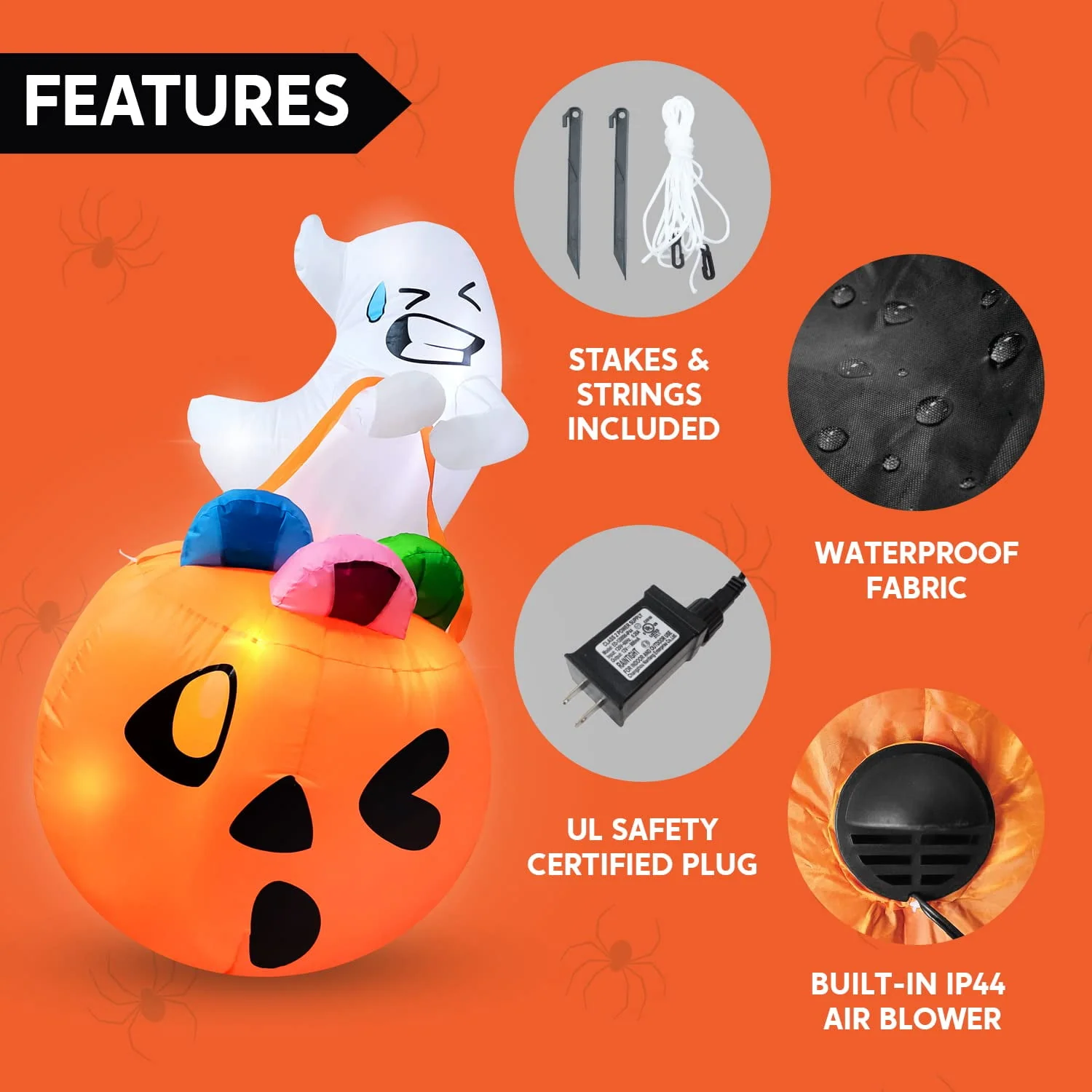 Joyfy 5ft Halloween Inflatables Light up Cute Ghost - Image 8 Joyfy 5ft Halloween Inflatables Light up Cute Ghost - Image 8