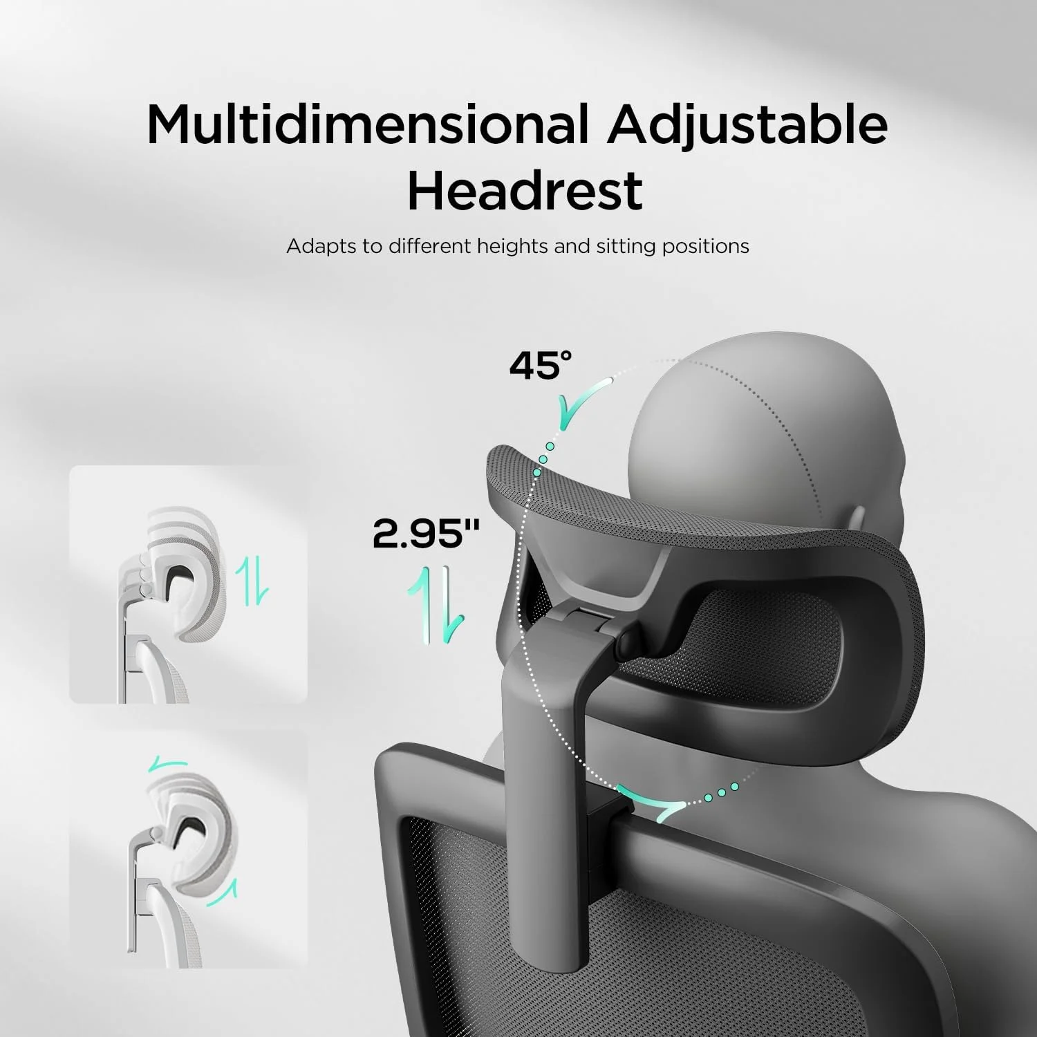 Hbada P1 Office Chair, Desk Chair with Adjustable Lumbar Support, Home Office Desk Chair with 2D Headrest, FILP-up Armrest, Swivel Computer Chair, Black - Image 7