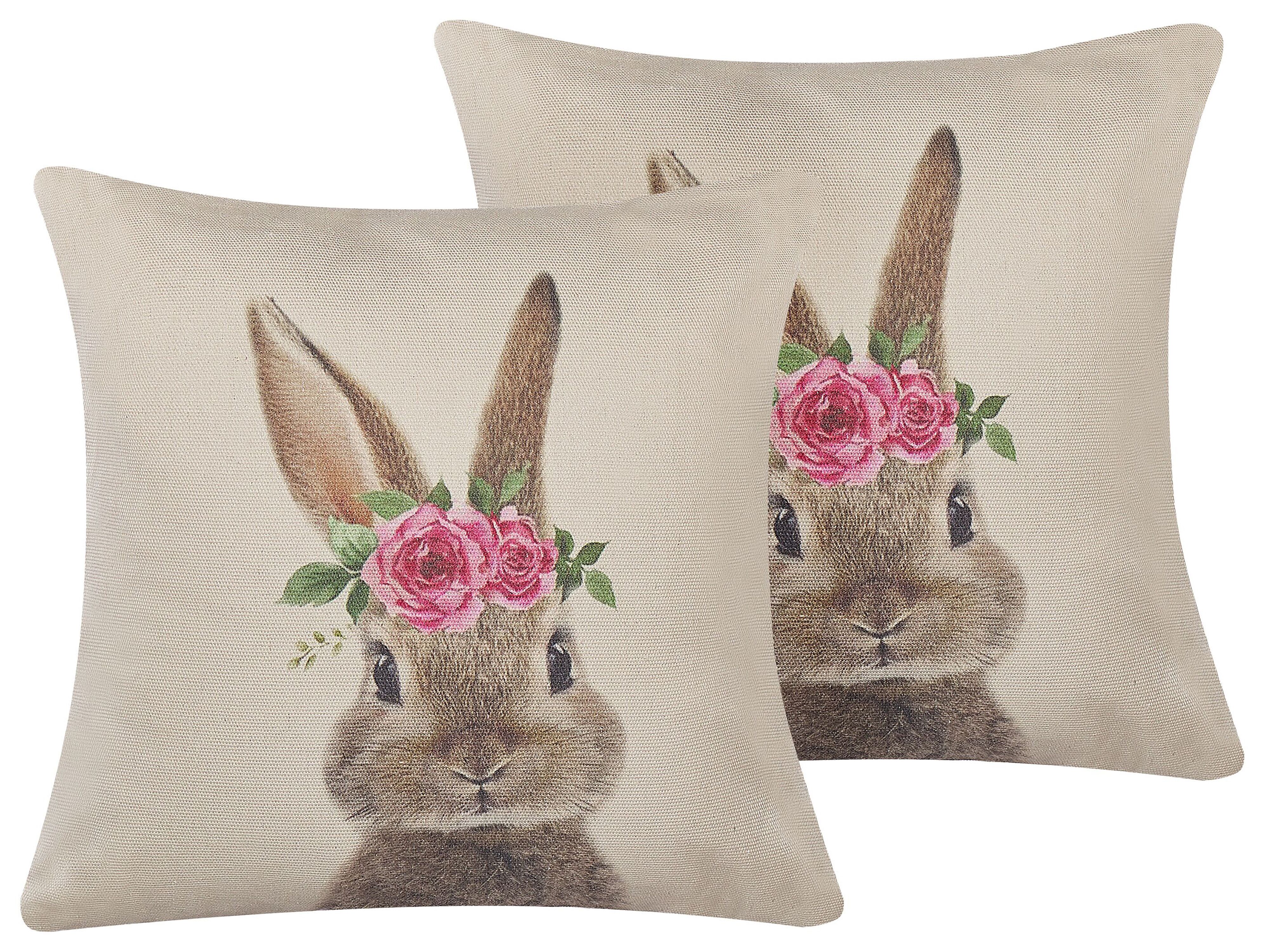 Set of 2 Decorative Cushions TULIPA 45 x 45 cm Taupe