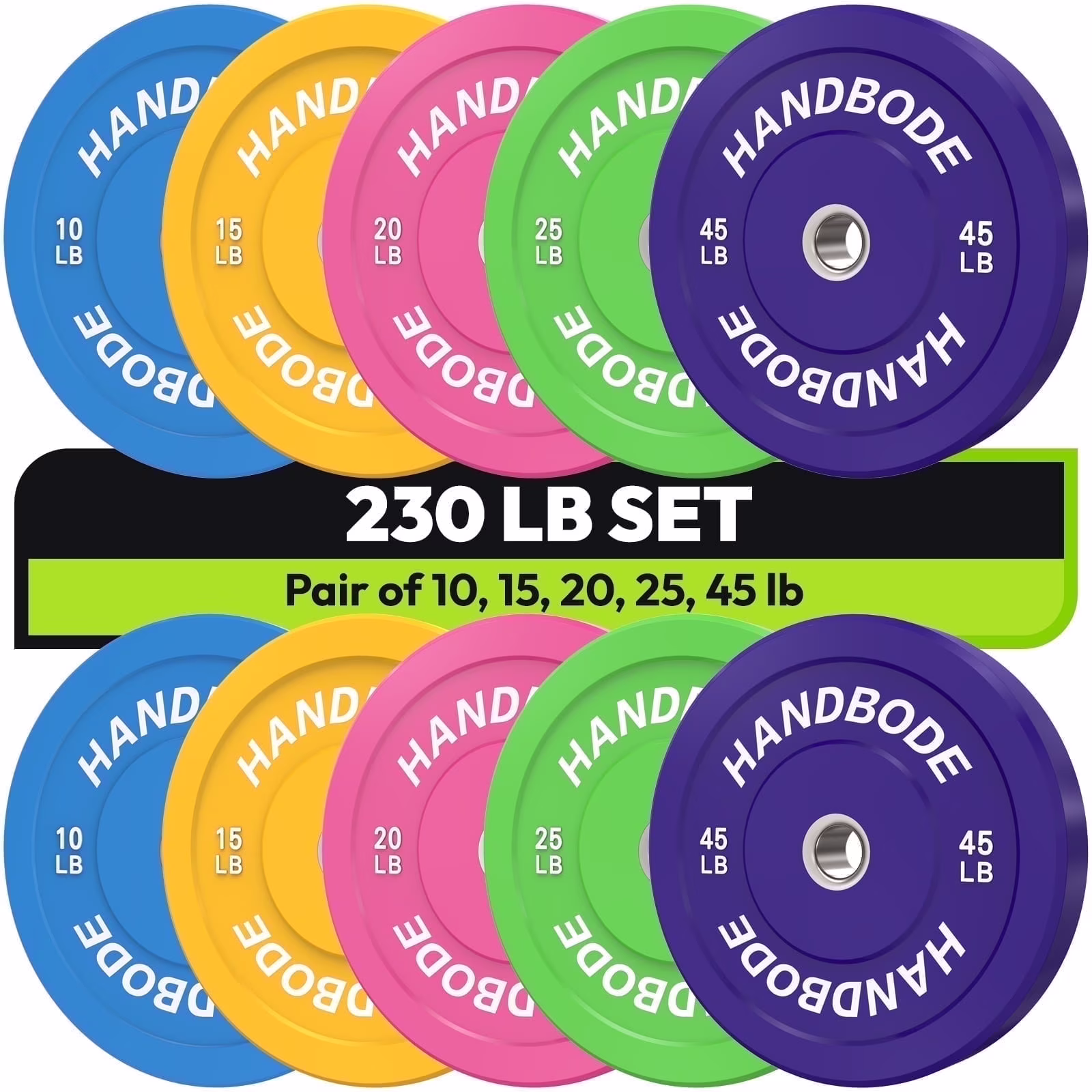 HANDBODE Bumper Plates Olympic Weight Plates, Colored Rubber plate for Weight Lifting and Strength Training 140LB - Image 9