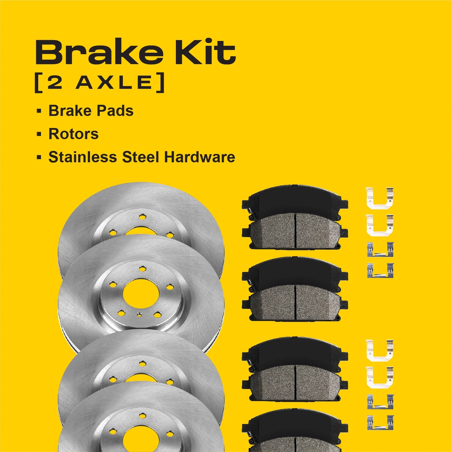 Ultimate Brakes Front and Rear Ceramic Brake Pad and Rotor Kit with Hardware WM81495