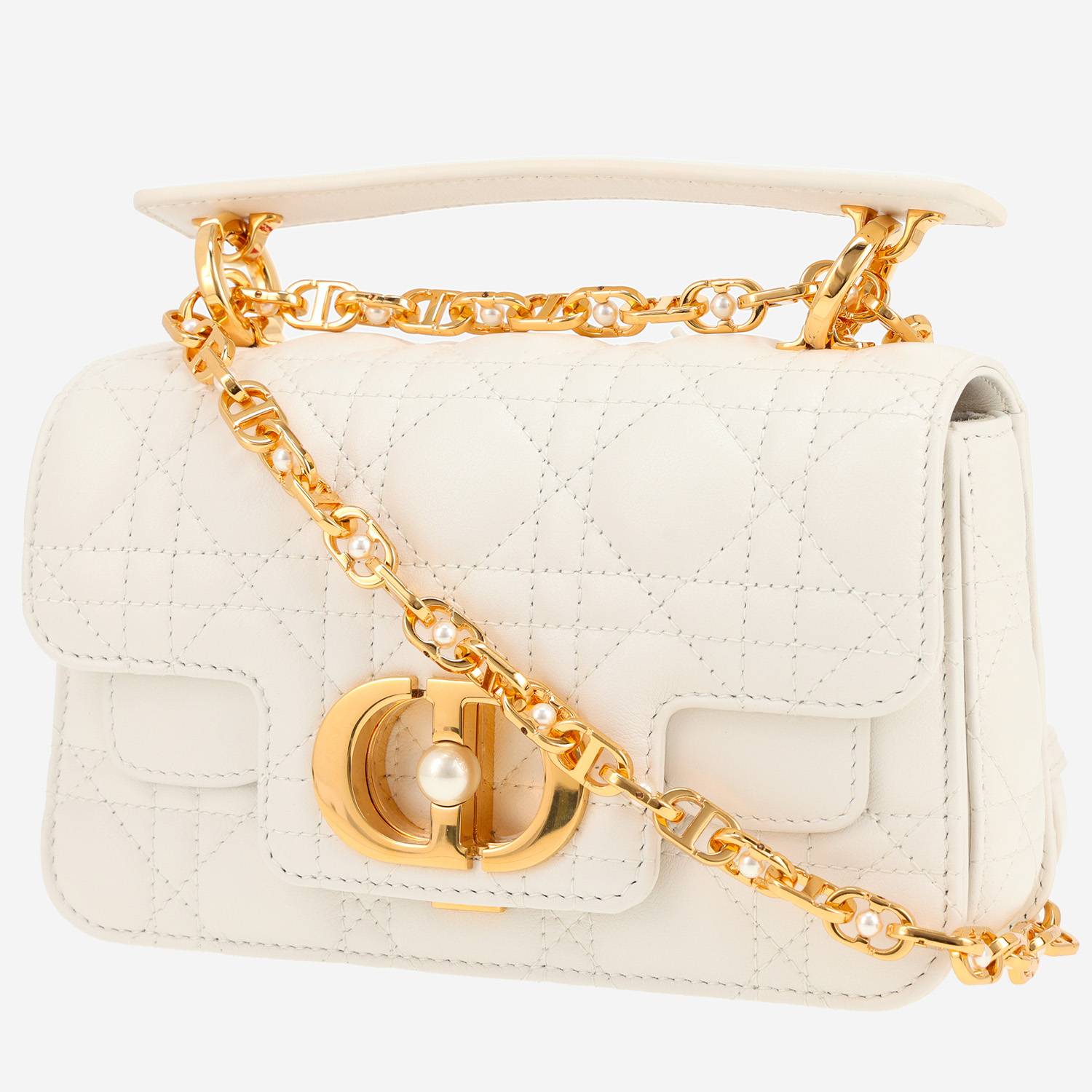 Dior Top Handle Dior Jolie mini handbag in white leather cannage1:1High-quality replica