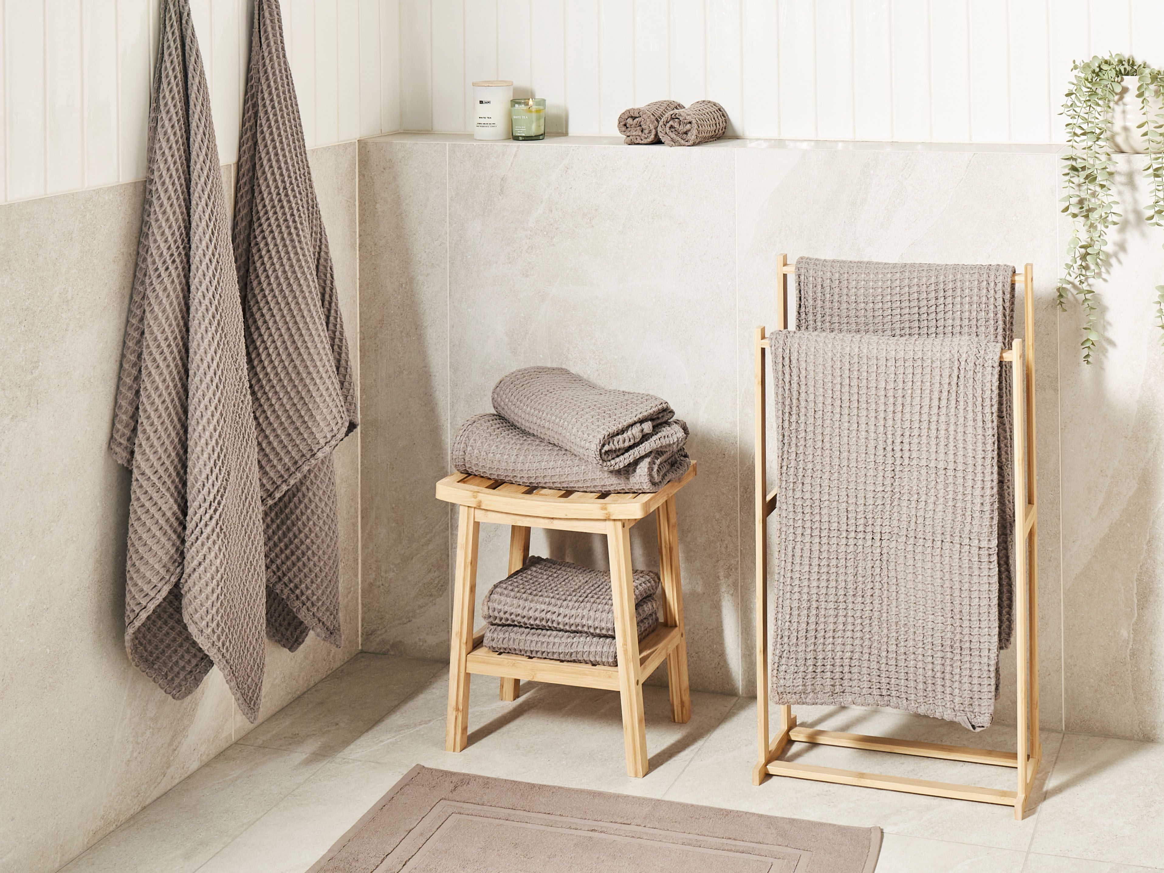 Set of 11 Towels AREORA Cotton Taupe