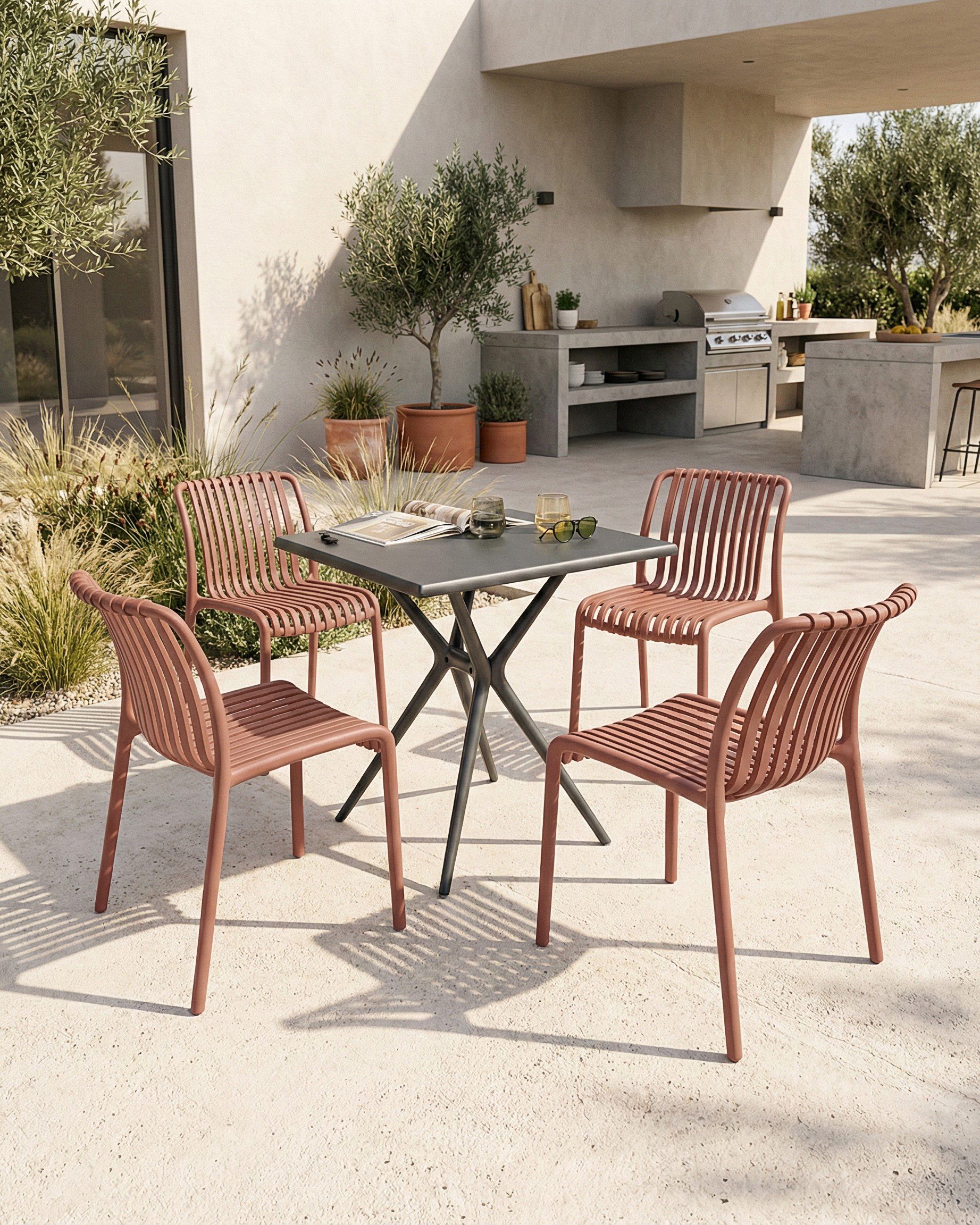 Set of 4 Garden Chairs ARICCIA Light Red