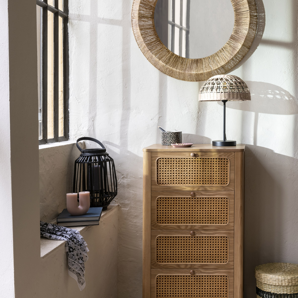 Chest of drawers "Tiria" Ash veneer, 55x38cm, 4 drawers