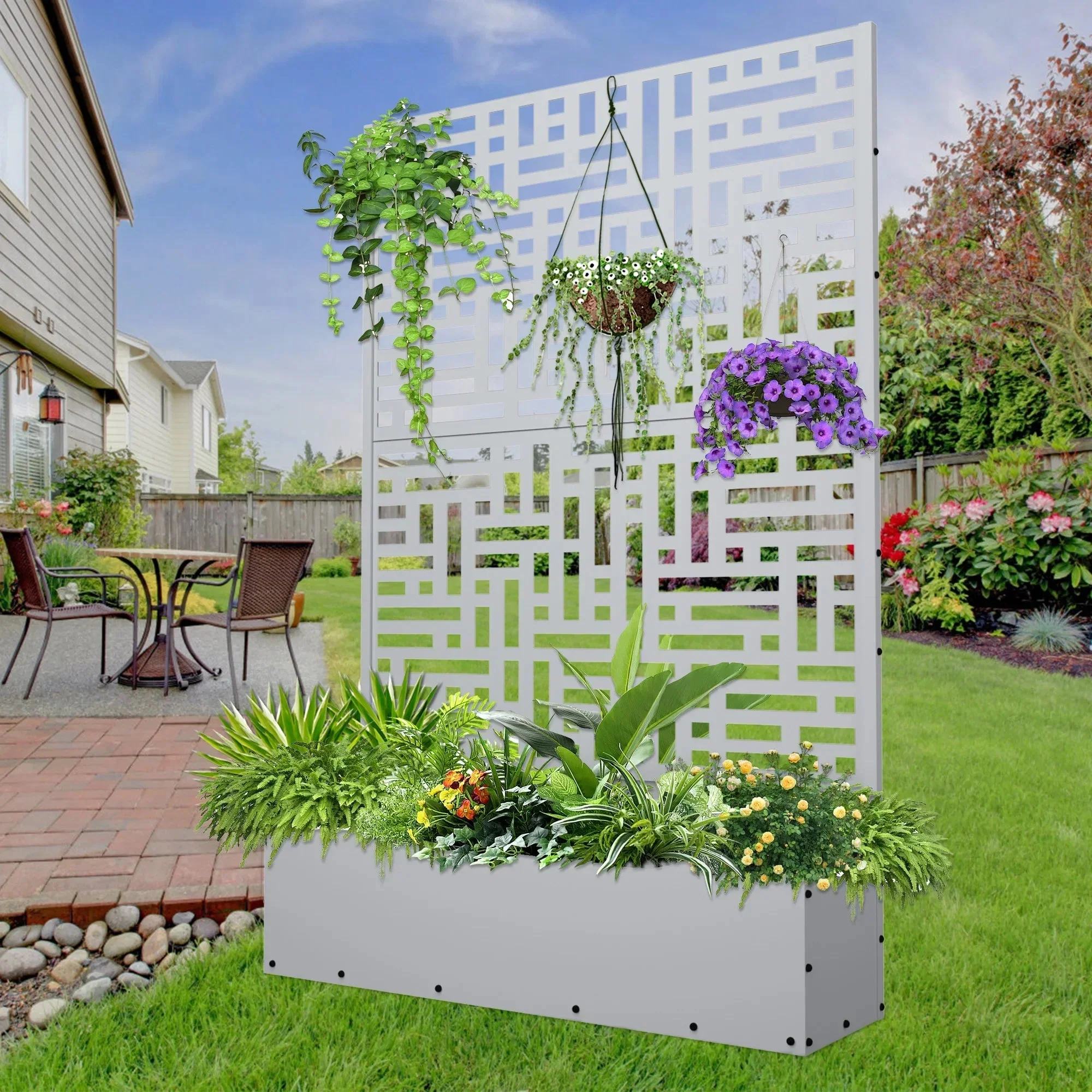 FOOWIN 71 in H Metal Trellis Planter Raised Garden Bed With Drainage Hole, Black - Image 10 FOOWIN 71 in H Metal Trellis Planter Raised Garden Bed With Drainage Hole, Black - Image 10