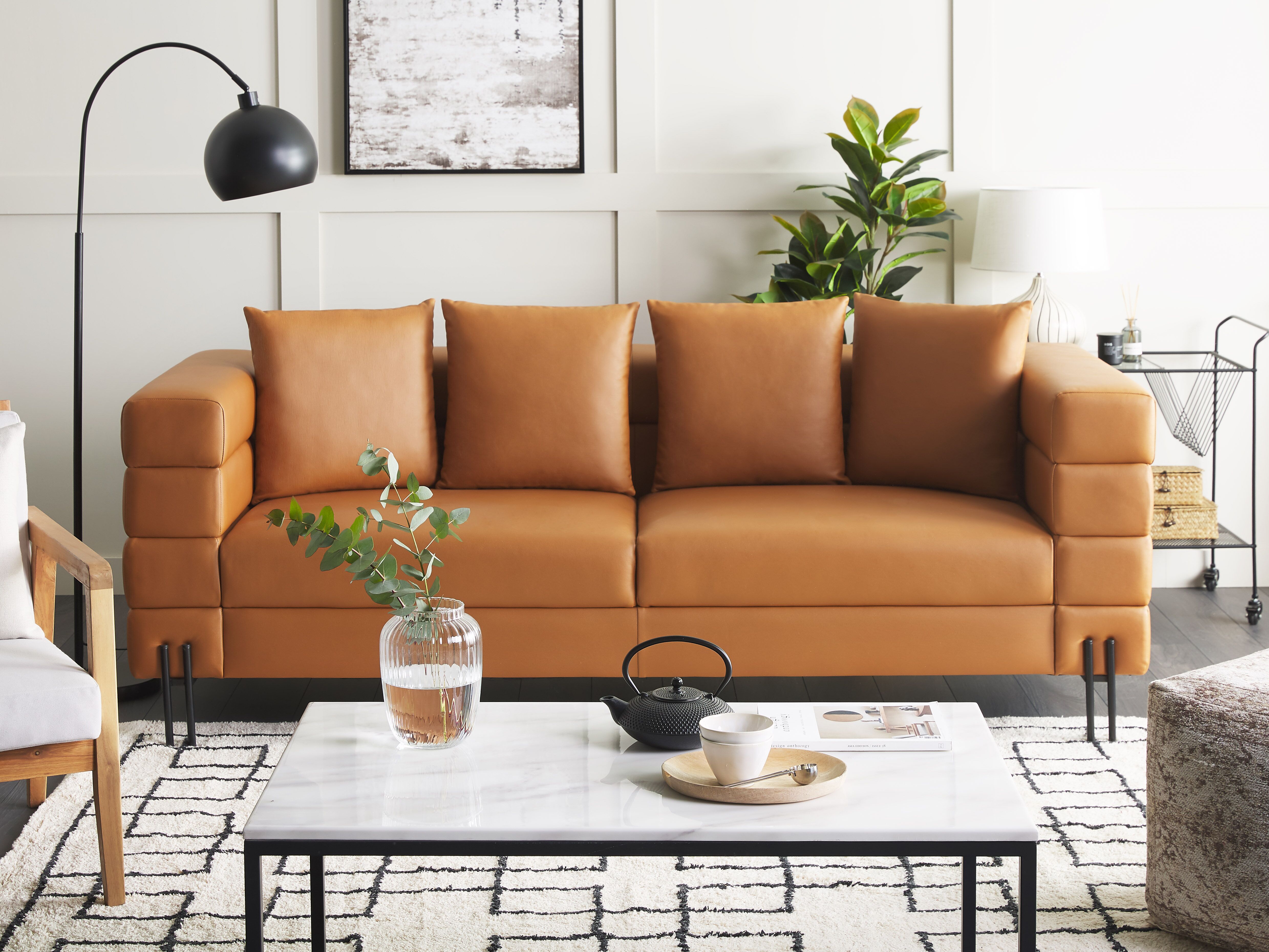 Sofa 3 Seater GRANNA Faux Leather Brown