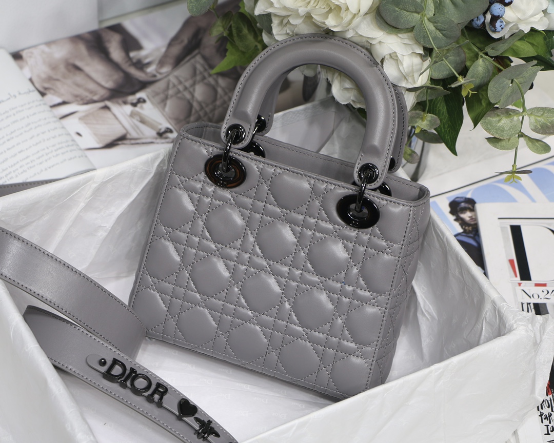 Small Lady Dior My Abcdior Bag Black/Grey/White For Women 8in/20cm1:1High-quality replica