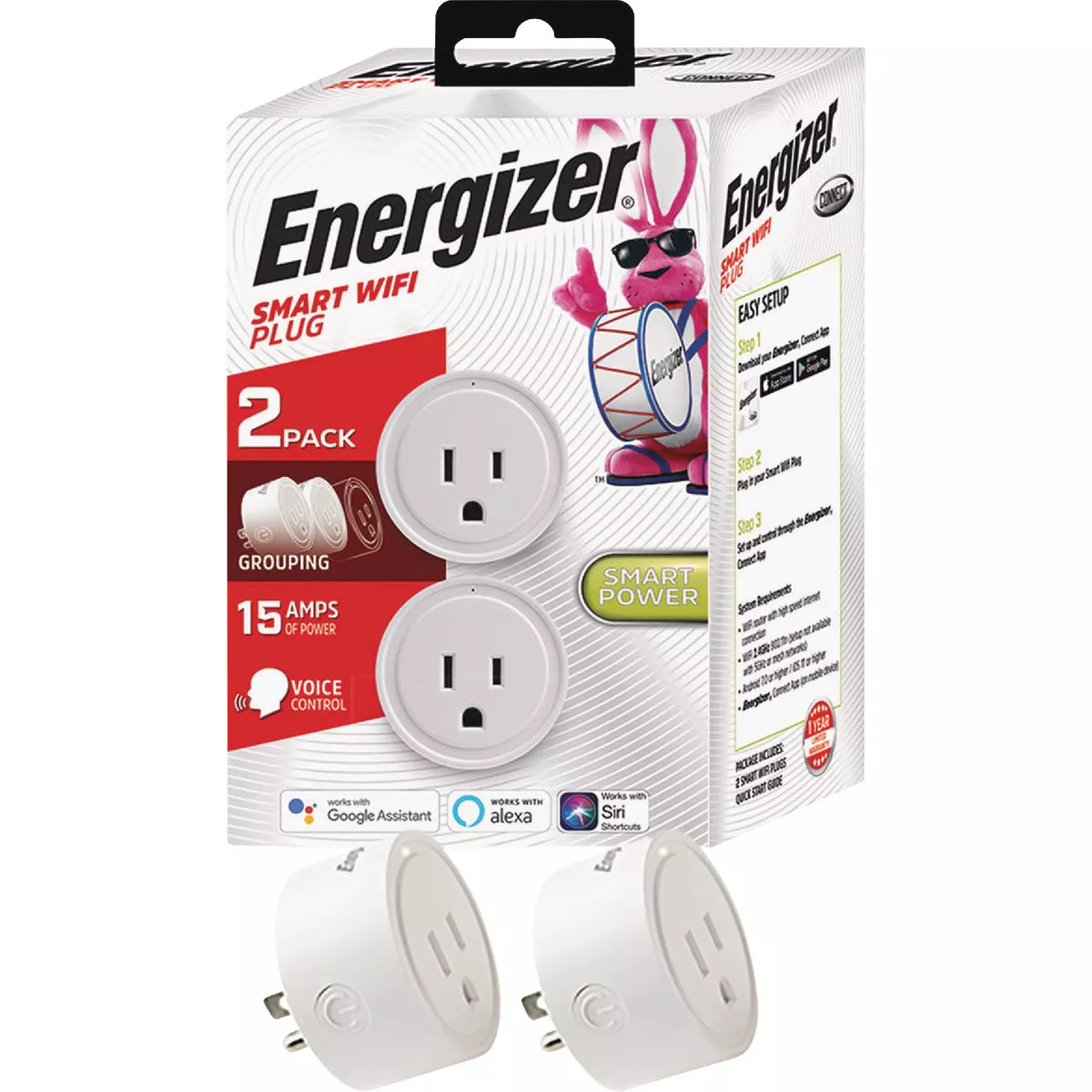 Energizer Connect 125V 1-Outlet Indoor Smart WiFi Plug (2-Pack)