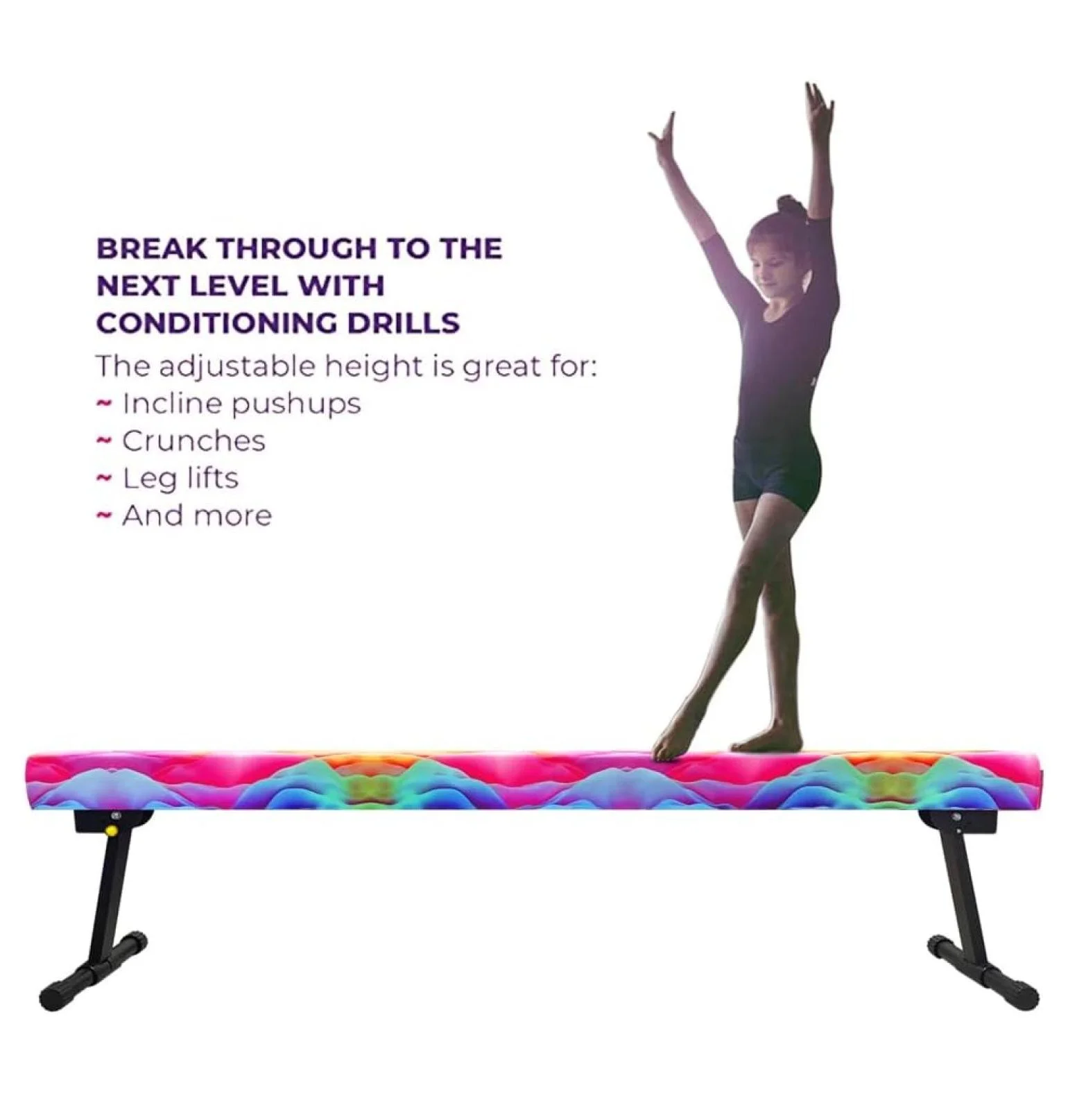 8FT Adjustable&Foldable Gymnastics Balance Beam,Home Gym Equipment,Easy Assembling and Storage,No Tool Require,for Kids Children Girls Training - Image 6