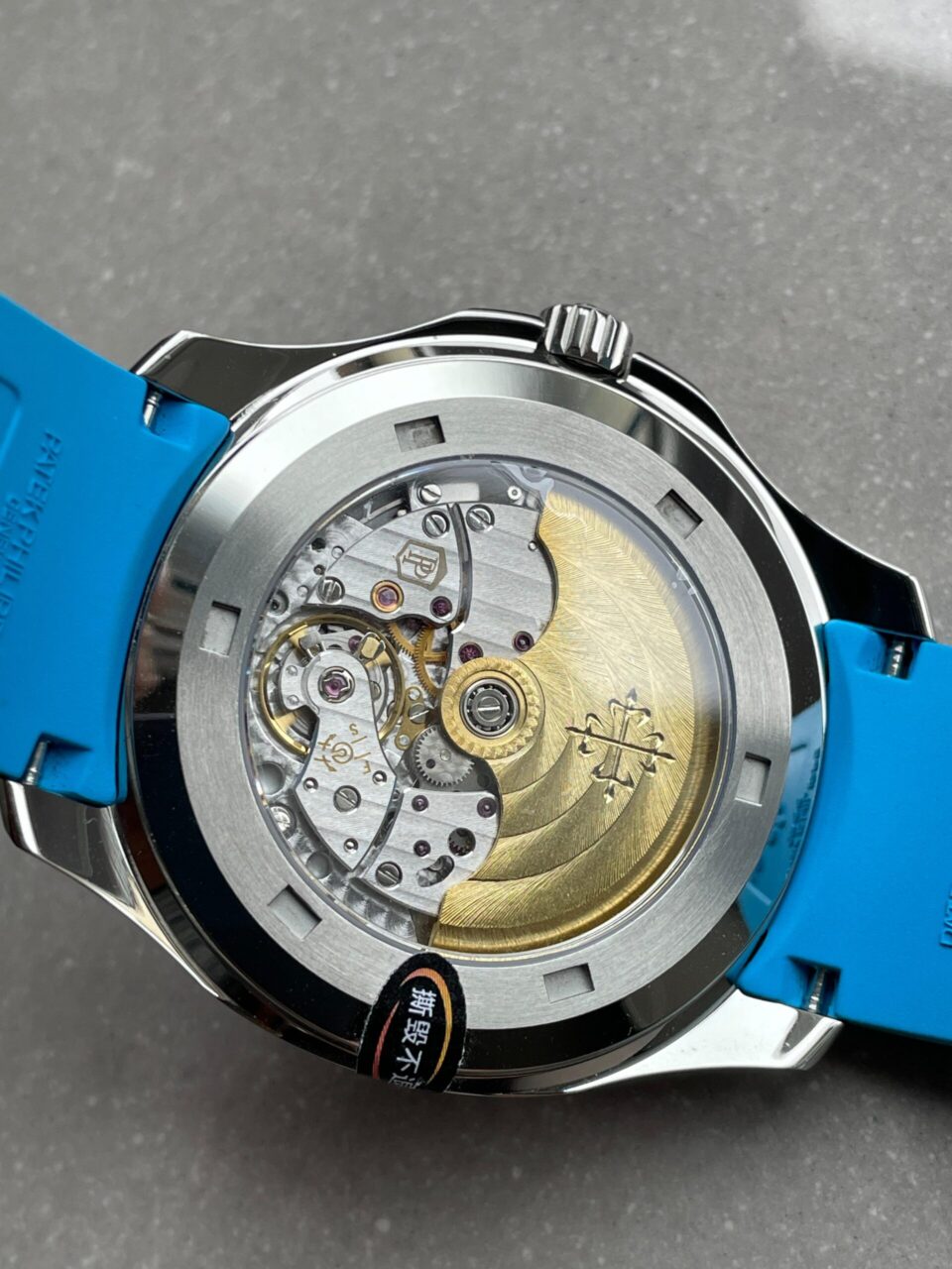 Replica PATEK PHILIPPE Aquanaut 5168G 42mm SS 3KF 1:1 Best Edition Black Dial on Light Blue Rubber Strap A324 V2 - Top club