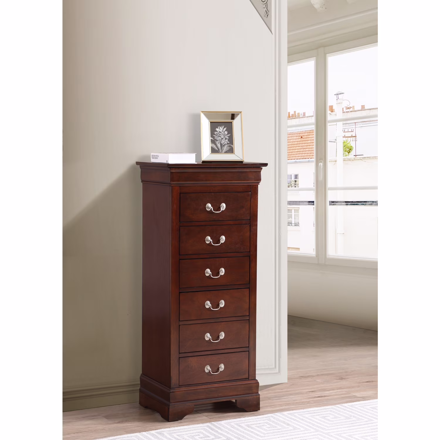 Glory Furniture Louis Phillipe 7 Drawer Lingerie Chest in Cherry - Image 20