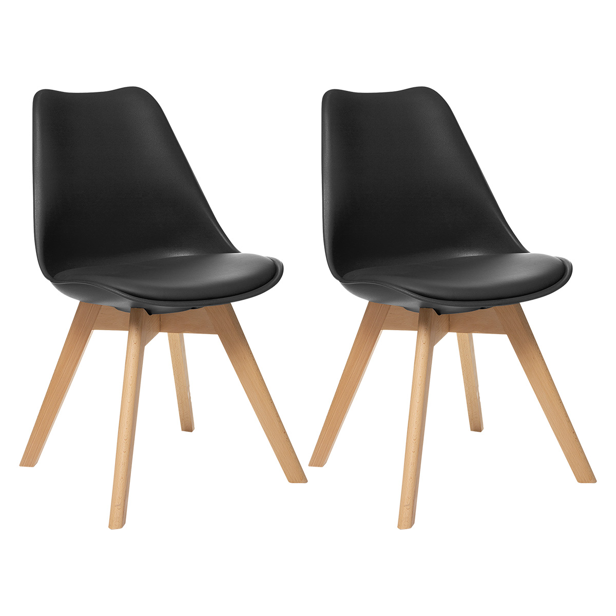 Set of 2 chairs "Baya" Beech, black