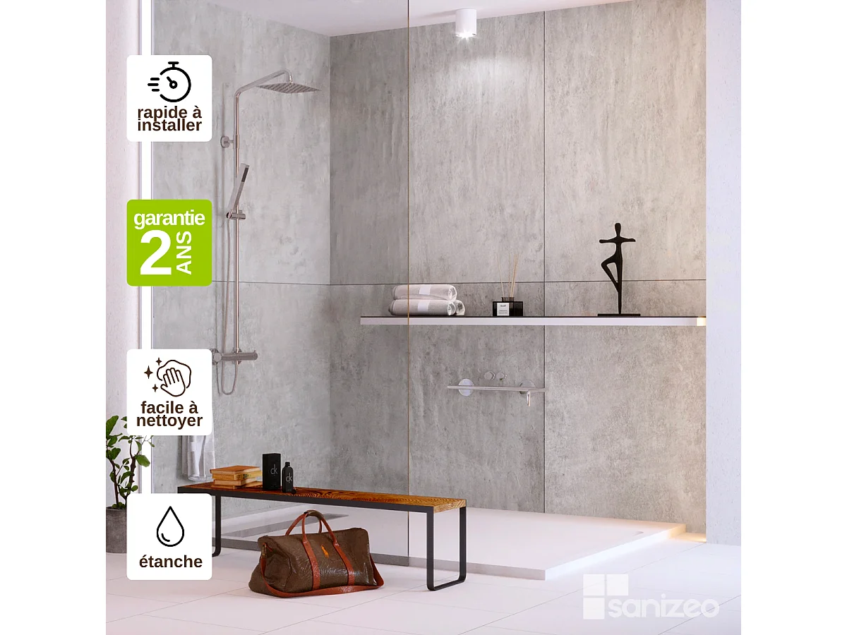 Panneau d'Habillage WC suspendu  - 120x120 cm  - Ép. 4mm - Effet Béton - URBAN CONCRETE KOBERTIN