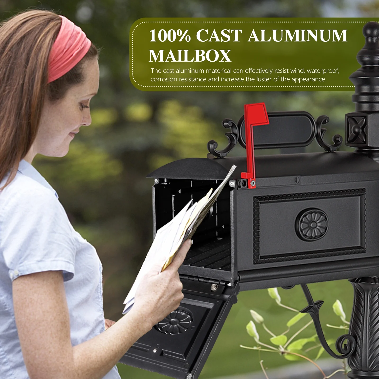 Betisef Large Cast Aluminum Mailbox Barcelona Decorative Post Mail Box Combination Stratford Heavy Duty - Image 15