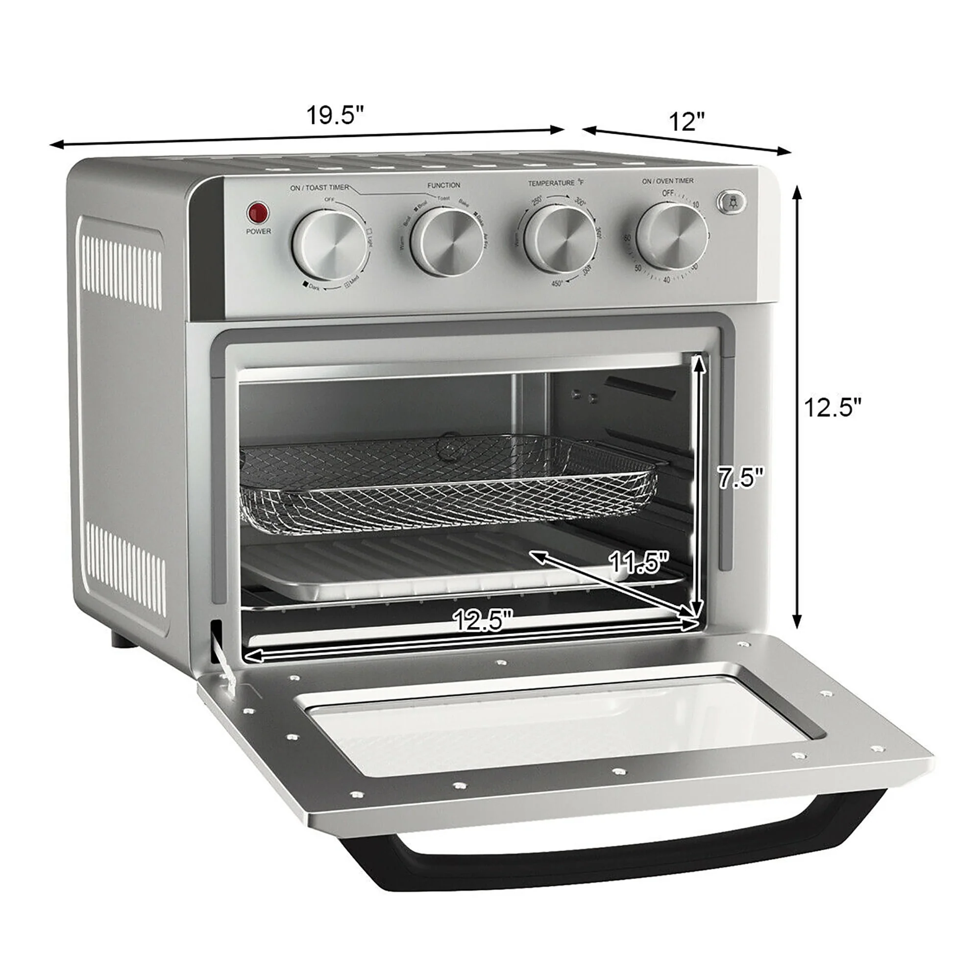 Costway 7-in-1 Air Fryer Toaster Oven 19 QT Dehydrate Convection Ovens w/ 5 Accessories