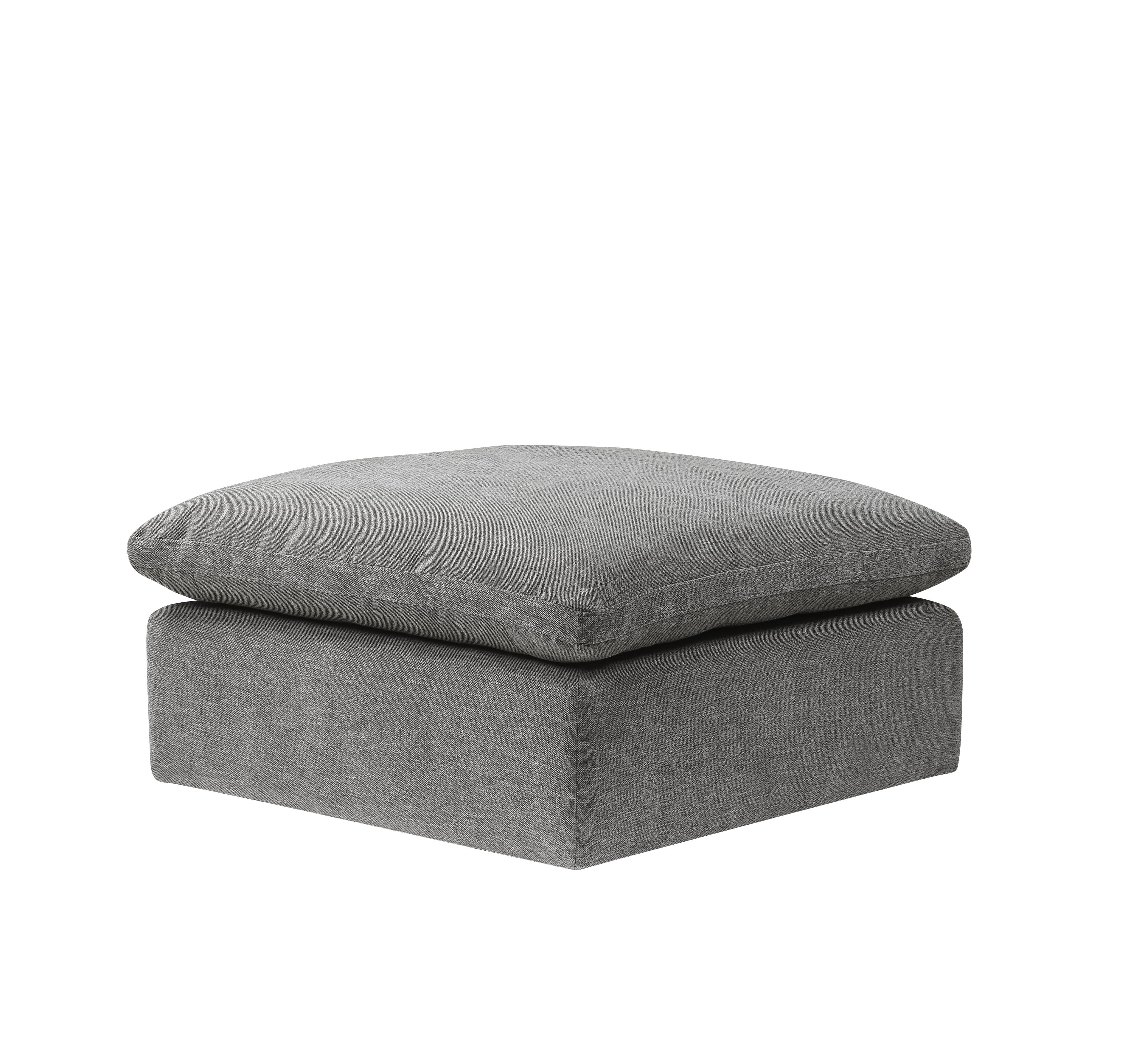 ACME Naveen Contemporary Linen Fabric Upholstered Ottoman in Gray