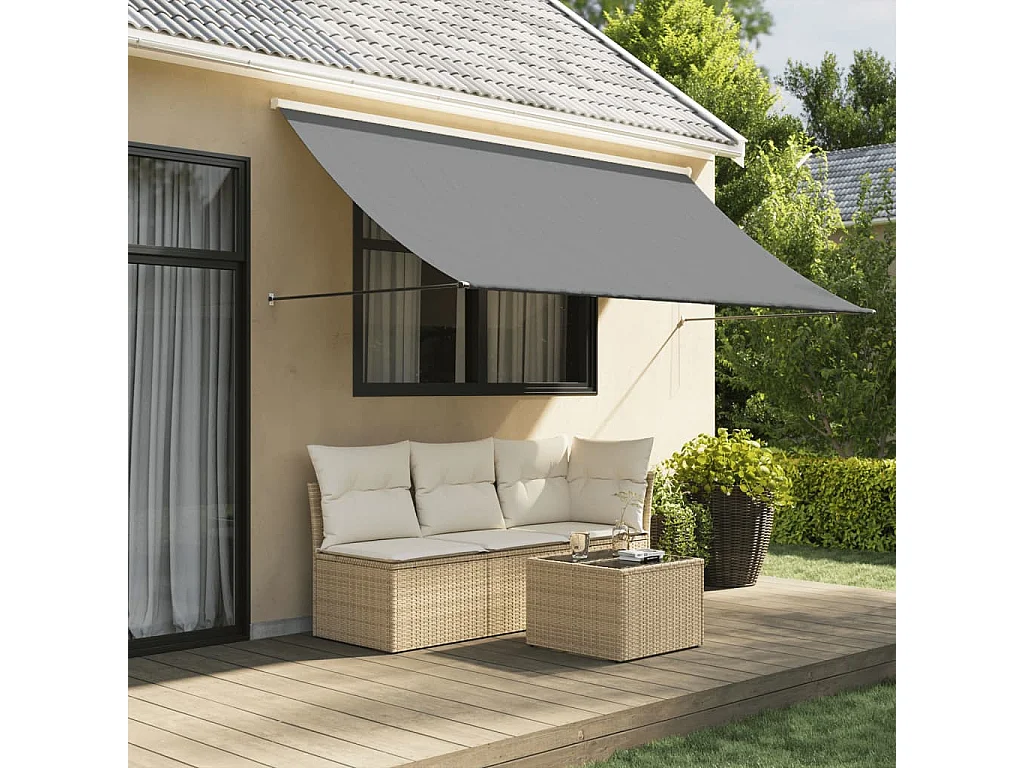 Auvent rétractable anthracite 300x150 m tissu et acier FR84114